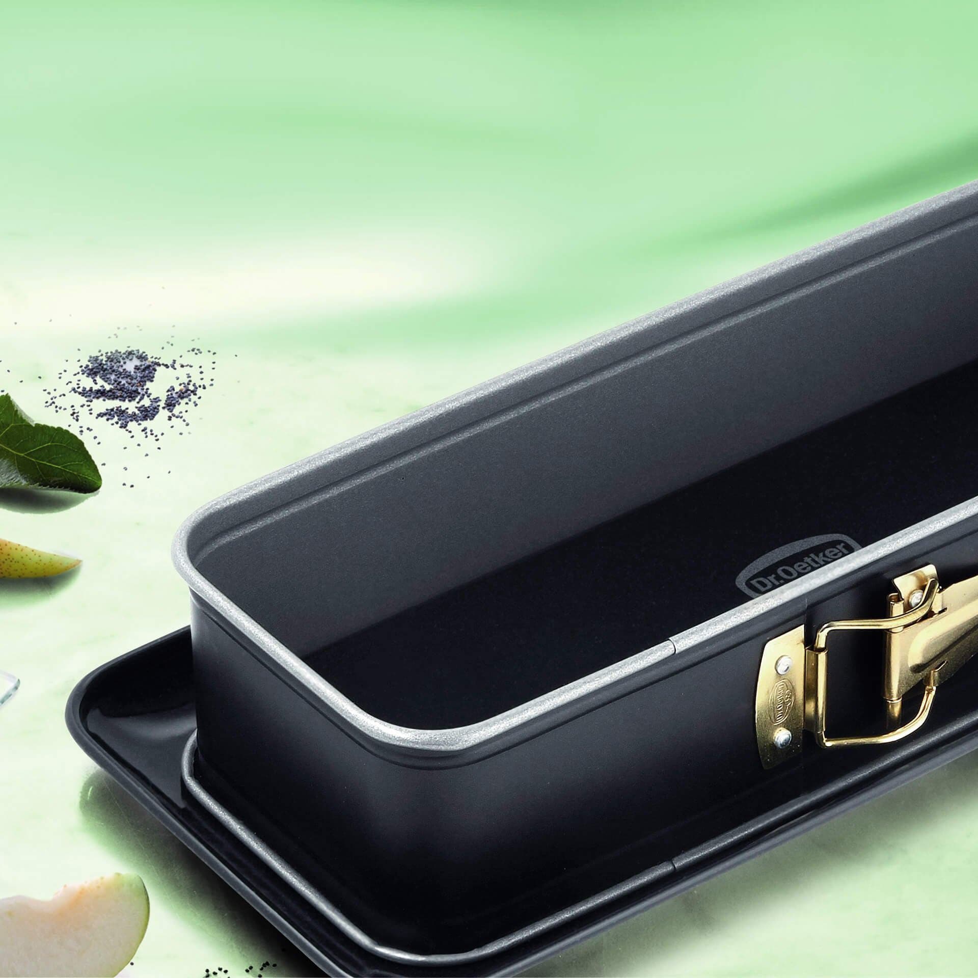 Dr. Oetker Küchenhelfer Kastenform »Back-Idee, rechteckige Springform mit Emaille-Servierboden, 30 cm«