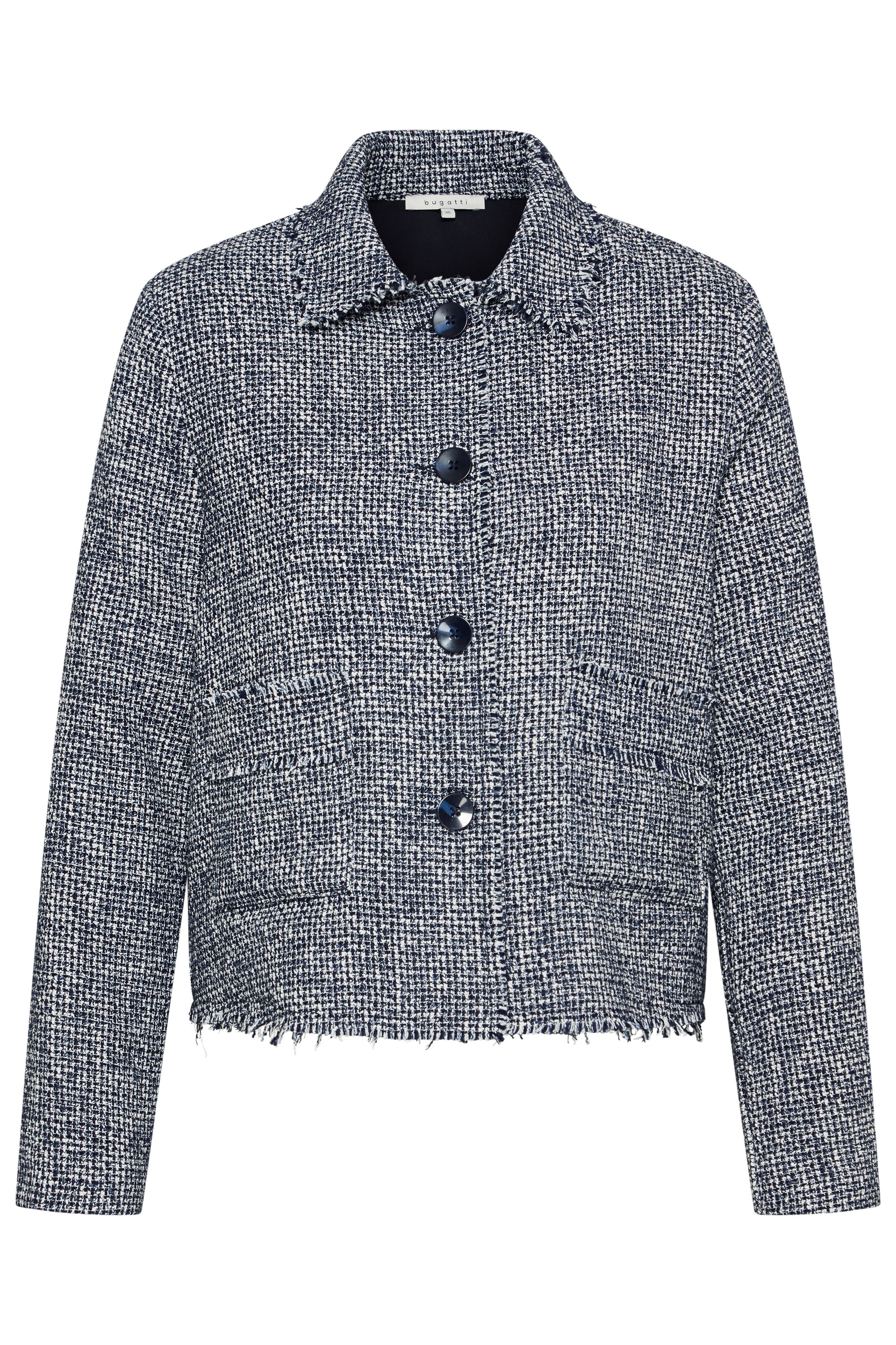 bugatti Langjacke, ohne Kapuze, mit ausgefransten Kanten