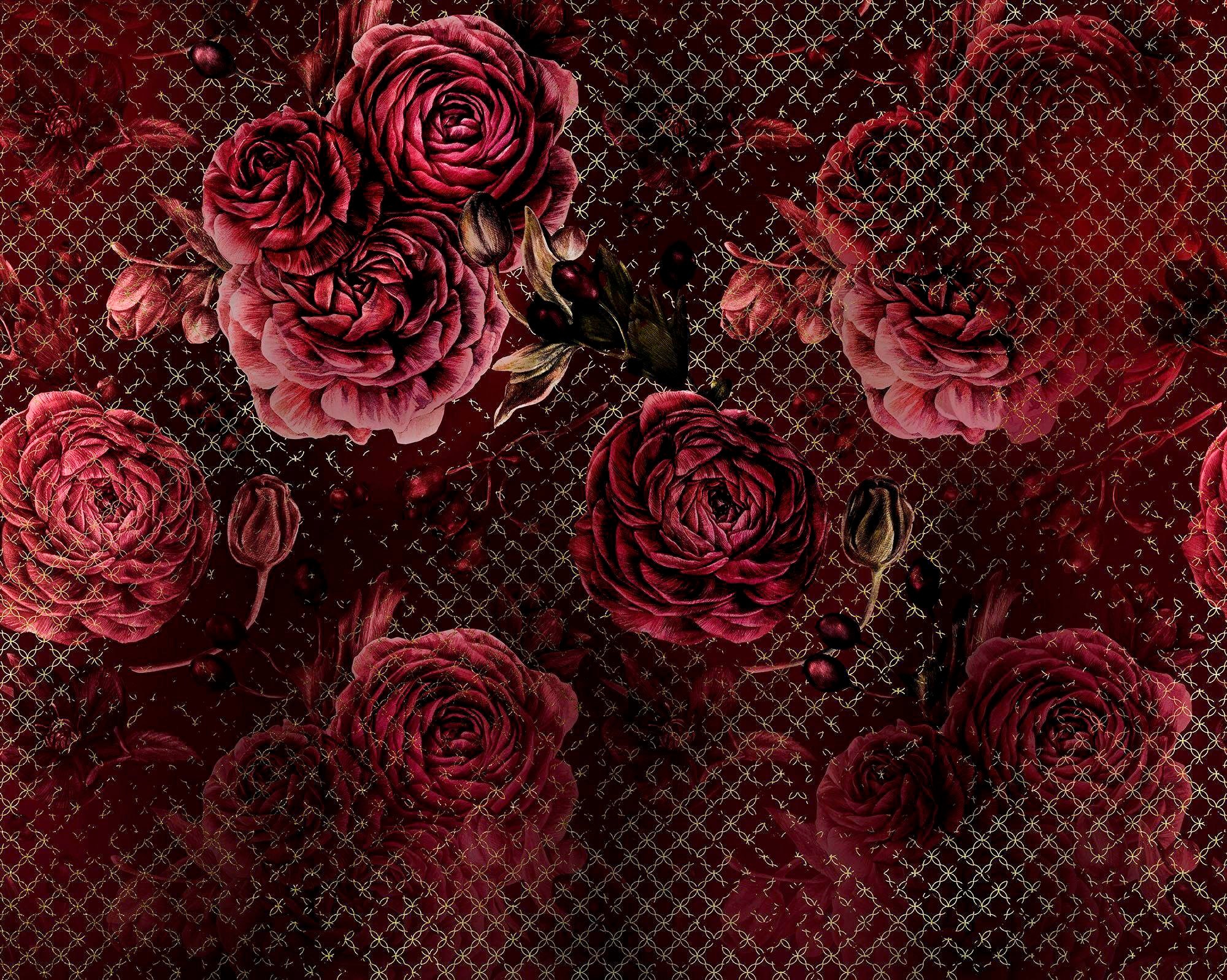 Sanders & Sanders Fototapete Blumen Burgunderrot 350 x 280 cm 611852 günstig online kaufen