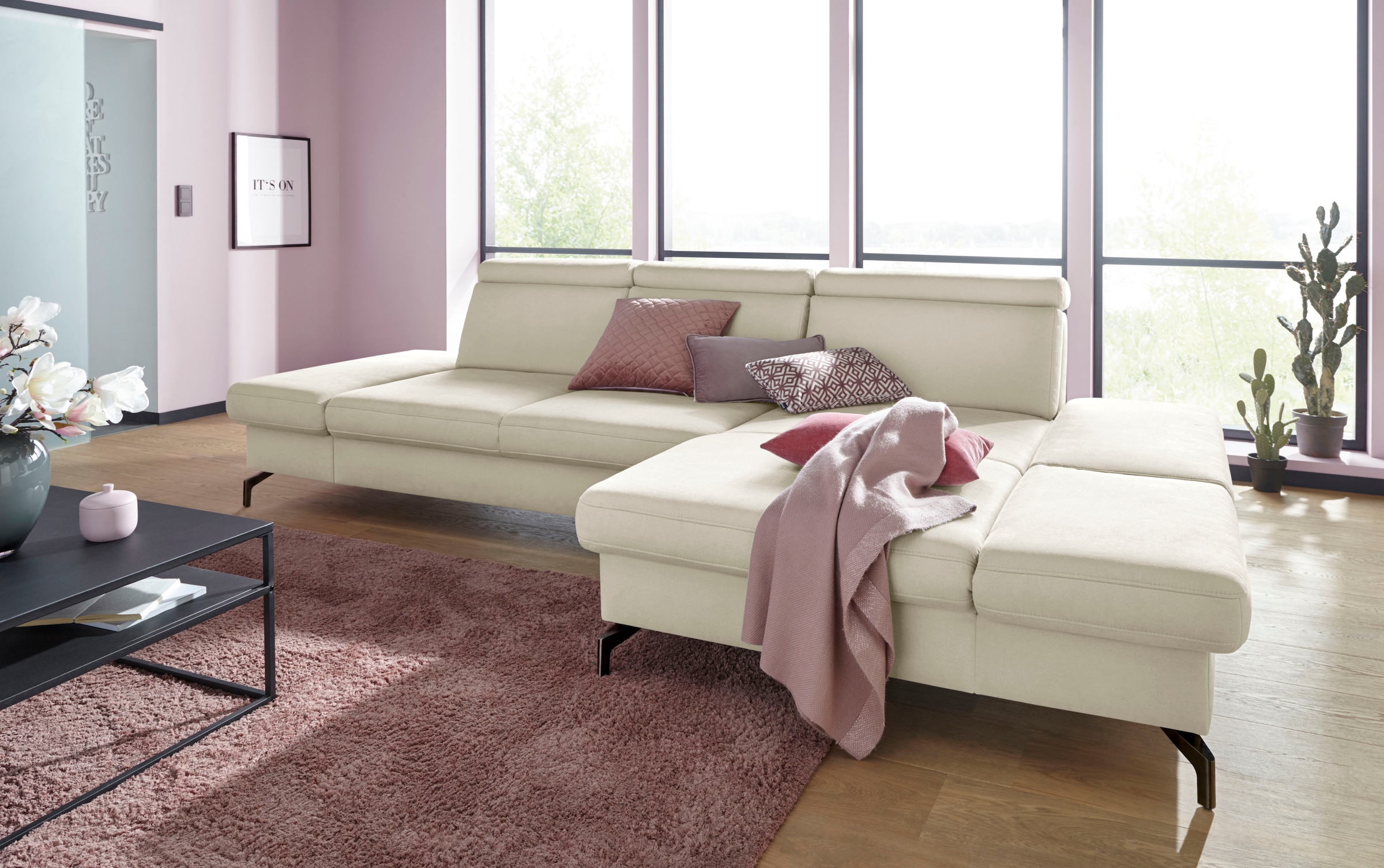 sit&more Ecksofa »Brisbane L-Form«, Fußhöhe 12 cm, inklusive Sitztiefen-, A günstig online kaufen