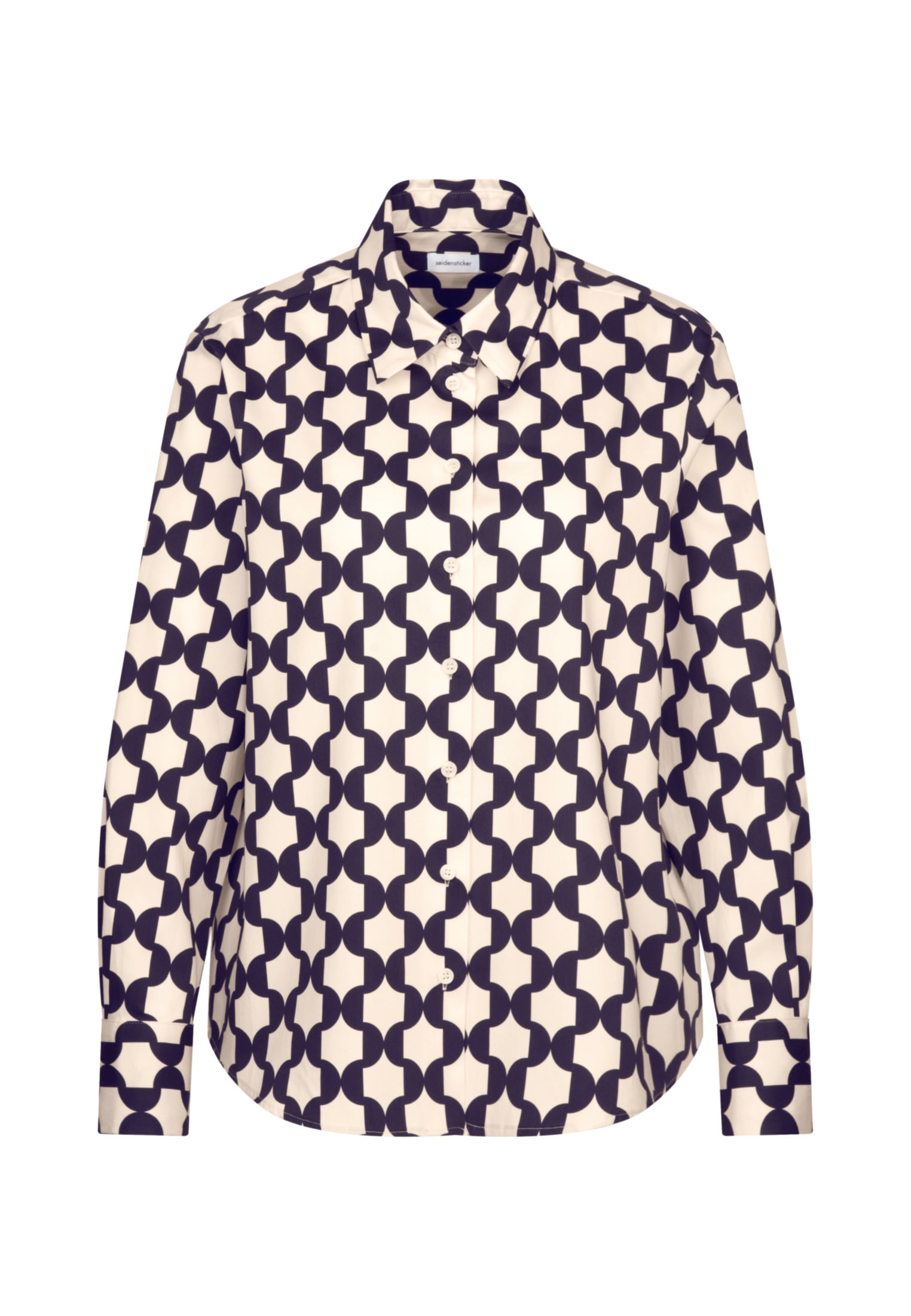 seidensticker Hemdbluse »Schwarze Rose«, Langarm Kragen Geometrische Muster