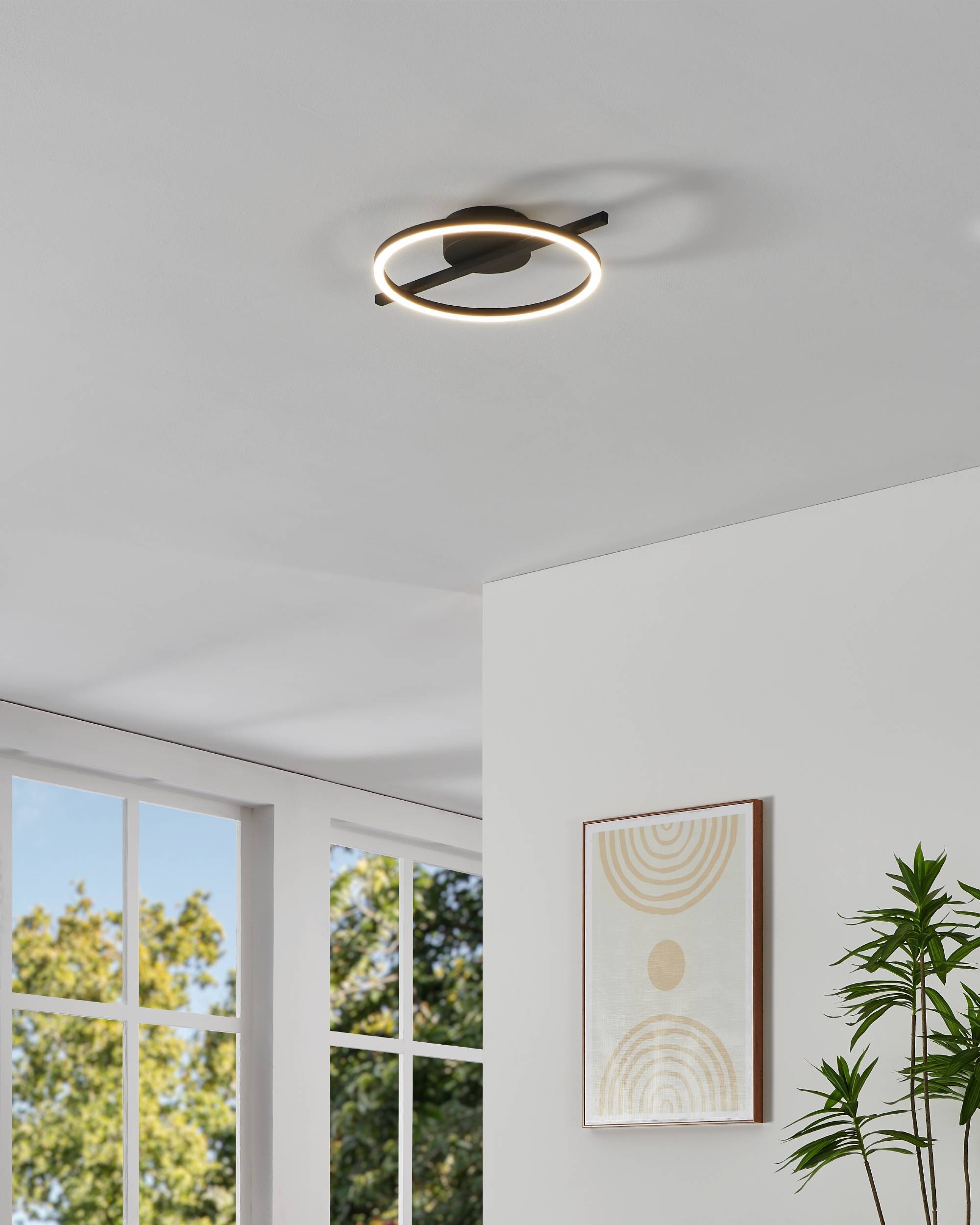 EGLO Deckenleuchte »Amandolo Deckenlampe RGB Backlight Fernbedienung inkl. geometrisch« LED-Modul 1 Stk. Kaltweiß | RGB Wand-/Deckenleuchte - L40 x B30 x H6,5 cm - schwarz - 17W inkl.