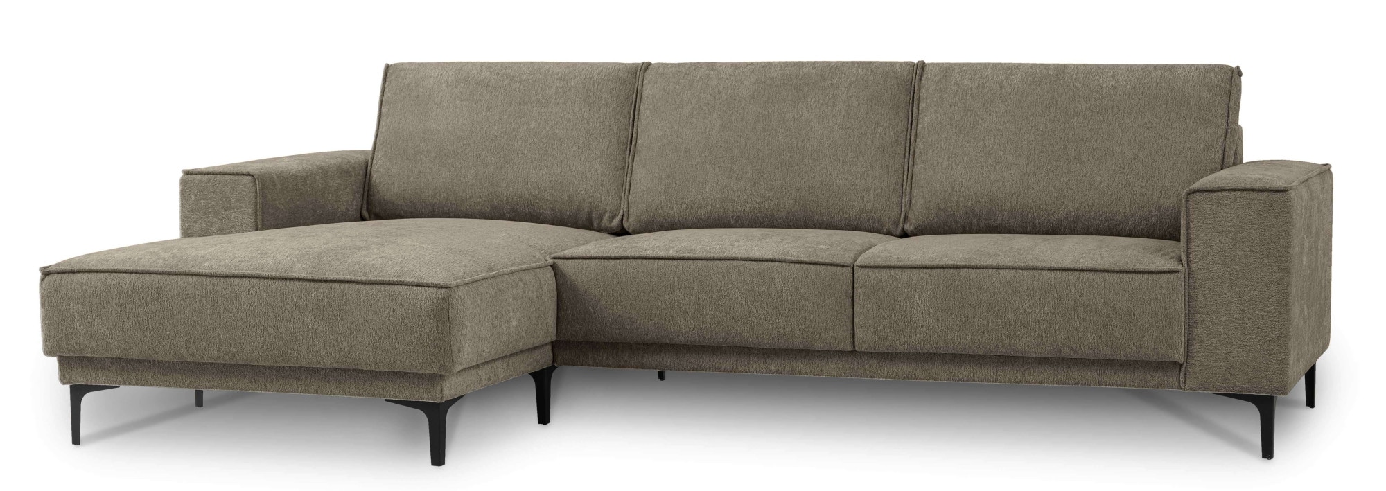 Places of Style Ecksofa »Polsterecke Oland, Struktur, Flachgewebe, Luxus-Microfaser, Boucle«, L-Form, 280 cm, Wellenunterfederung, Skandi-Design, Metallfüße