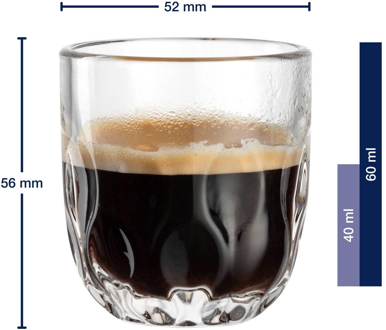 LEONARDO Gläser-Set »Espresso-Set GOCCE, 90 ml, 6-teilig«, (Set, 6 tlg.), 3 Gläser mit unterschiedlichem Tropfenrelief, inkl. Kork-Untersetzer