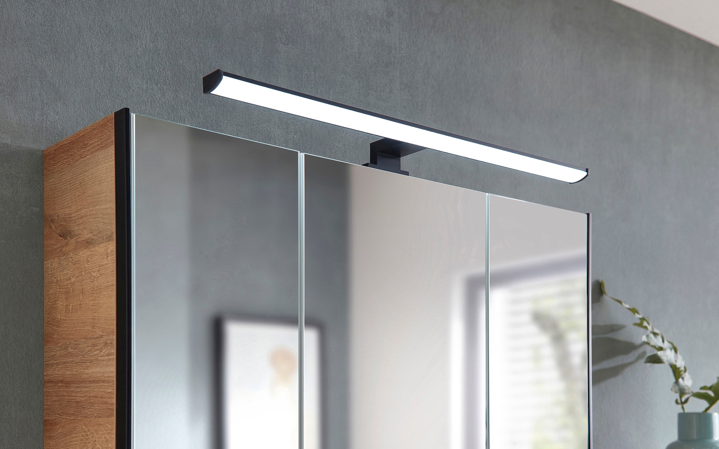 Saphir Badmöbel-Set »Quickset 395 2-teilig, Keramik-Waschtisch mit LED-Spiegelschrank«, (2 St.), Waschplatz 75 cm breit, 3 Türen, 2 Schubladen, Bad-Set