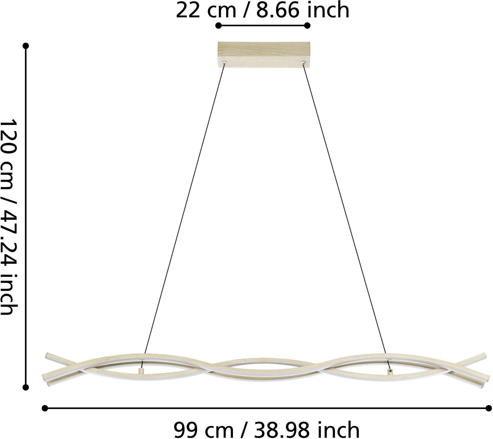 EGLO Hängeleuchte »LASANA 4 Pendellampe - Stahl, Alu - LED - 35W - IP20« LED-Modul 1 Stk. Warmweiß Hängelampe, Deckenlampe, Wohnzimmer, Esszimmer, L90 x B6 x H120 cm