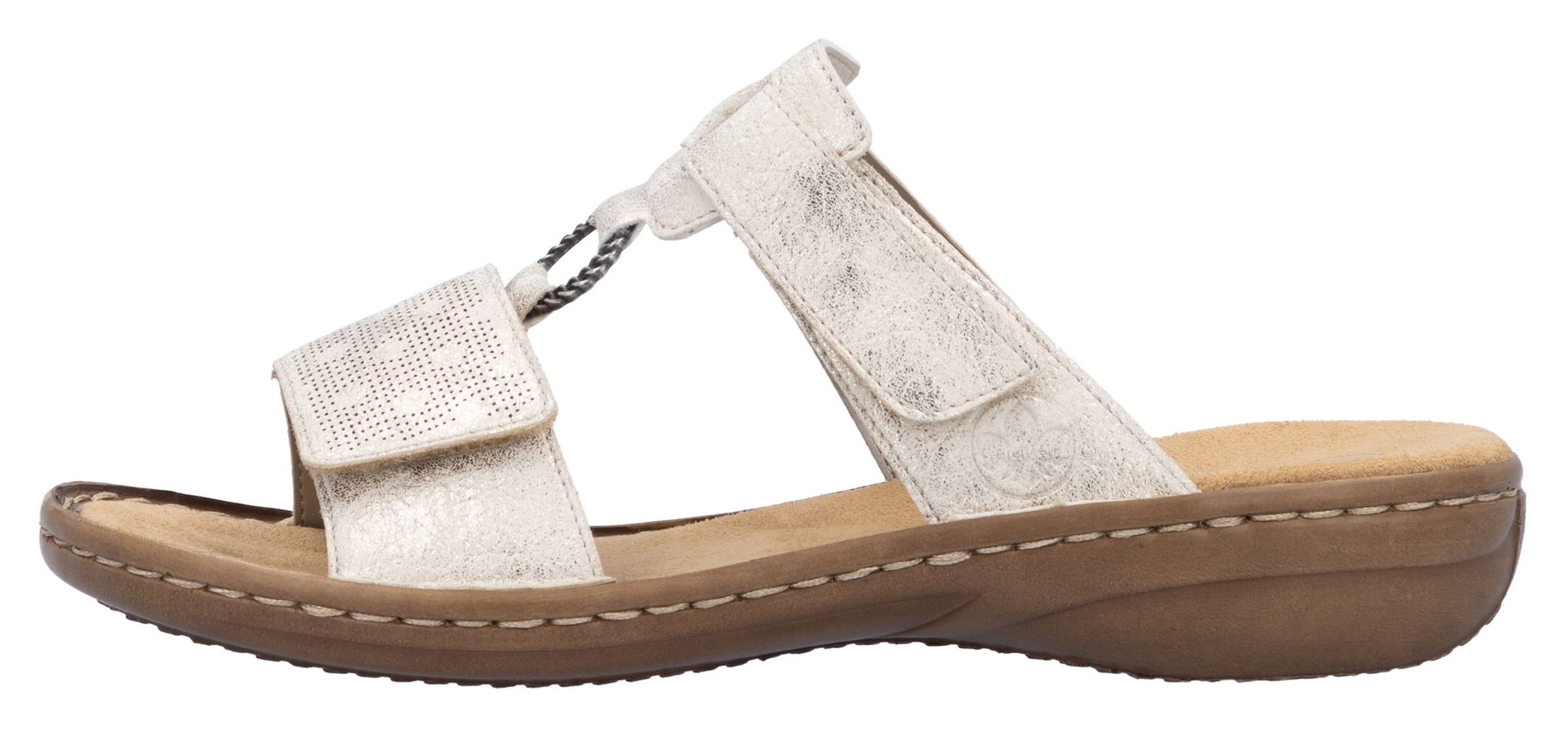 Rieker Pantolette, Sommerschuh, Strandschuh, Klettschuh mit Perforation