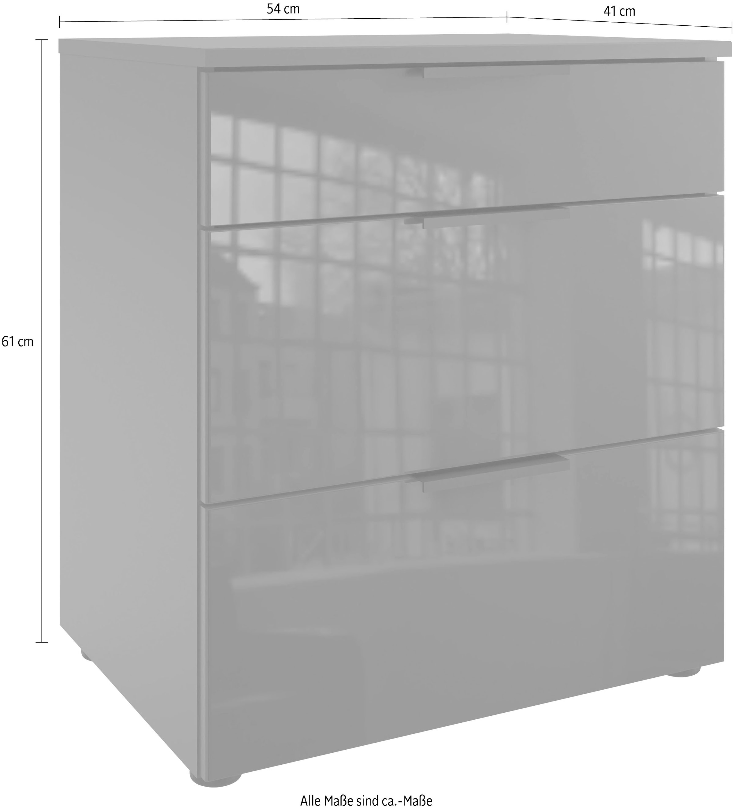 Wimex Nachtkommode »Level36 C by fresh to go«, mit Glaselementen auf der Front, soft-close Funktion, 54cm breit