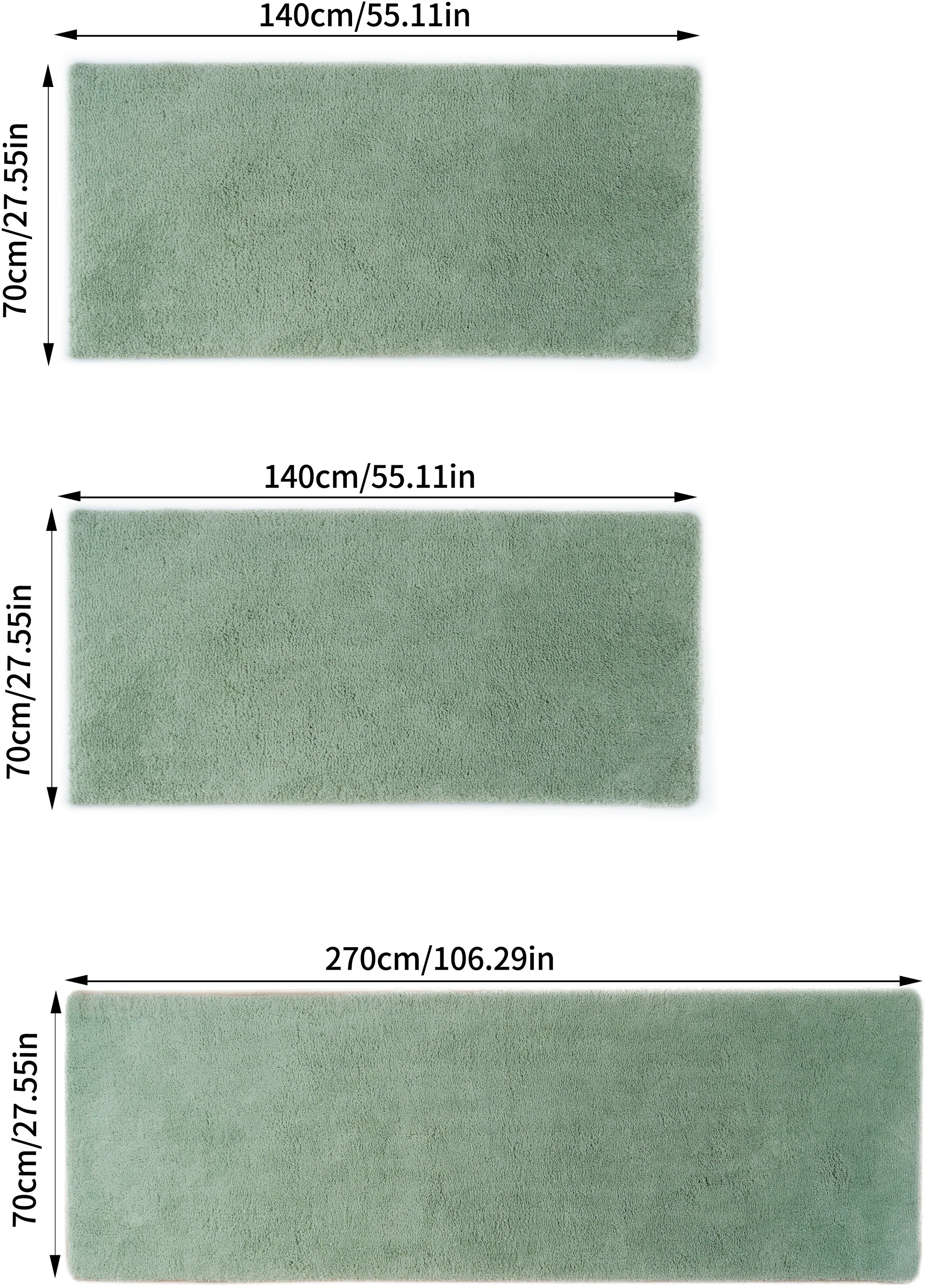 my home Hochflor-Bettumrandung »Microfaser Teppich Magong, besonders weich, sehr feiner Flor«, (3 tlg.), uni, einfarbiger Bettvorleger, Läufer-Set, Schlafzimmer, Kinderzimmer