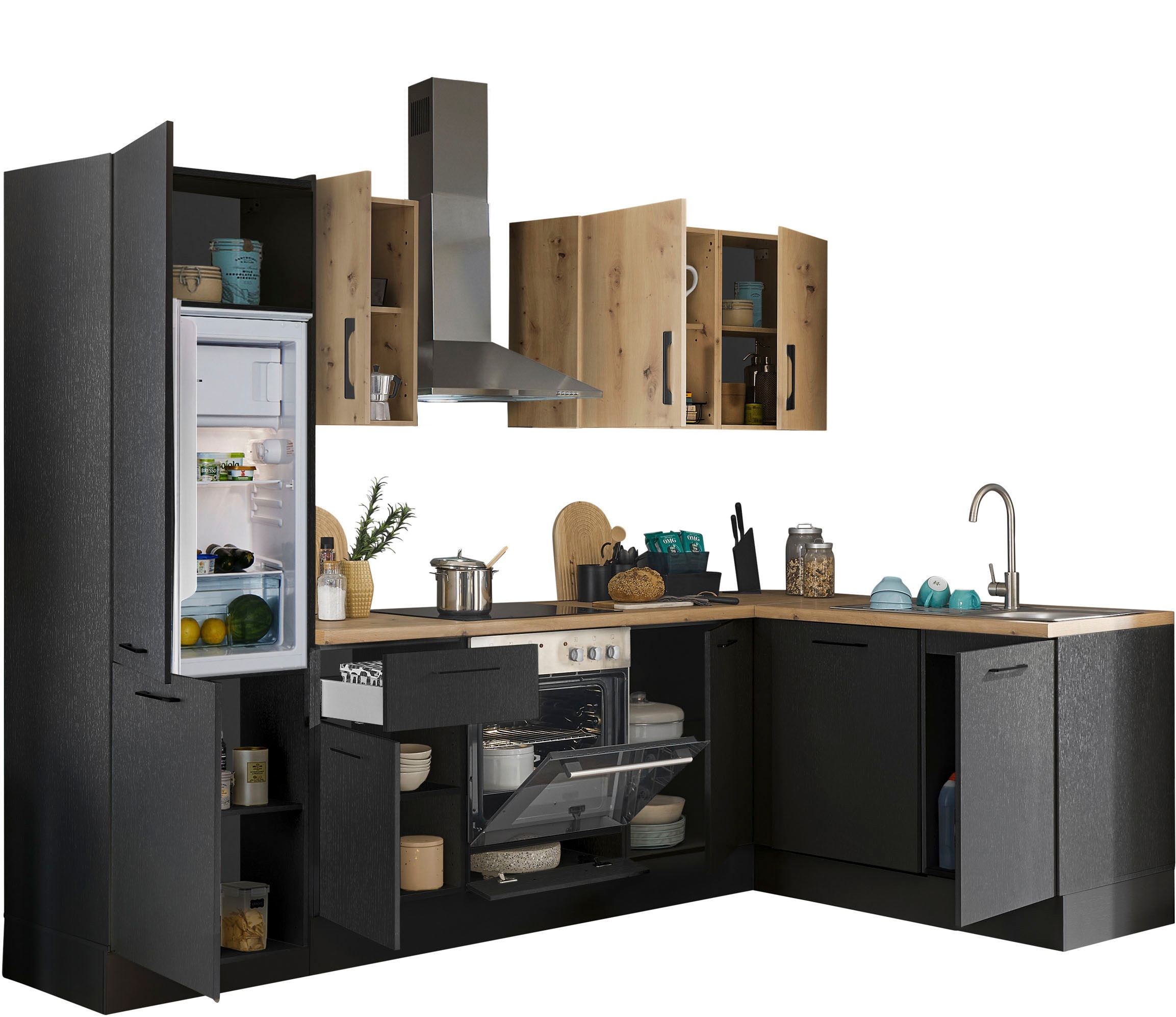 BASIC by Balculina Winkelküche »Turin«, Stellbreite 280x175 cm, wahlweise mit E-Geräten
