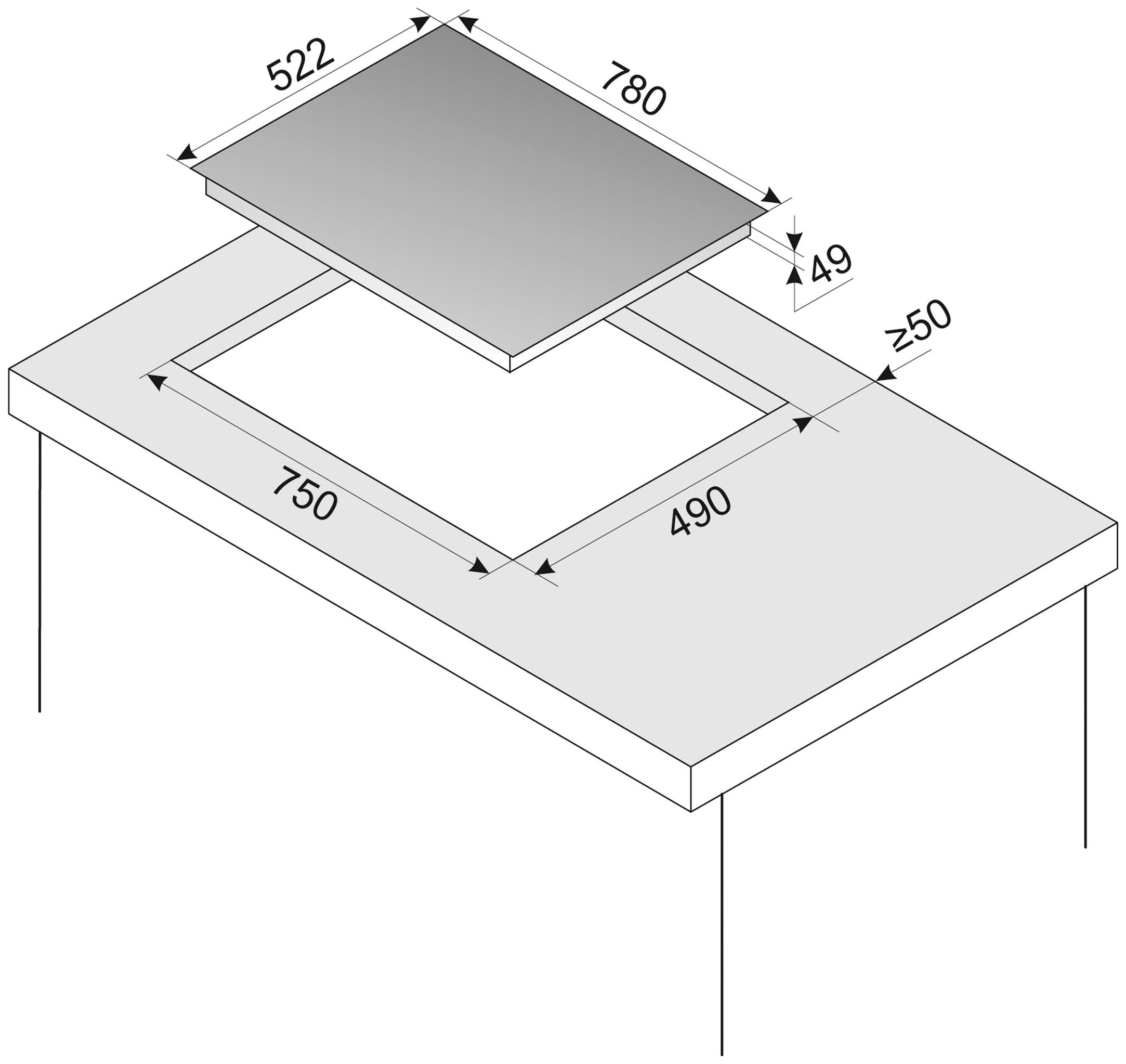 Amica Induktions-Kochfeld »KMI 772 680 C«, 77 cm, 14 Leistungsstufen, 1 Bridgezone, rahmenlos