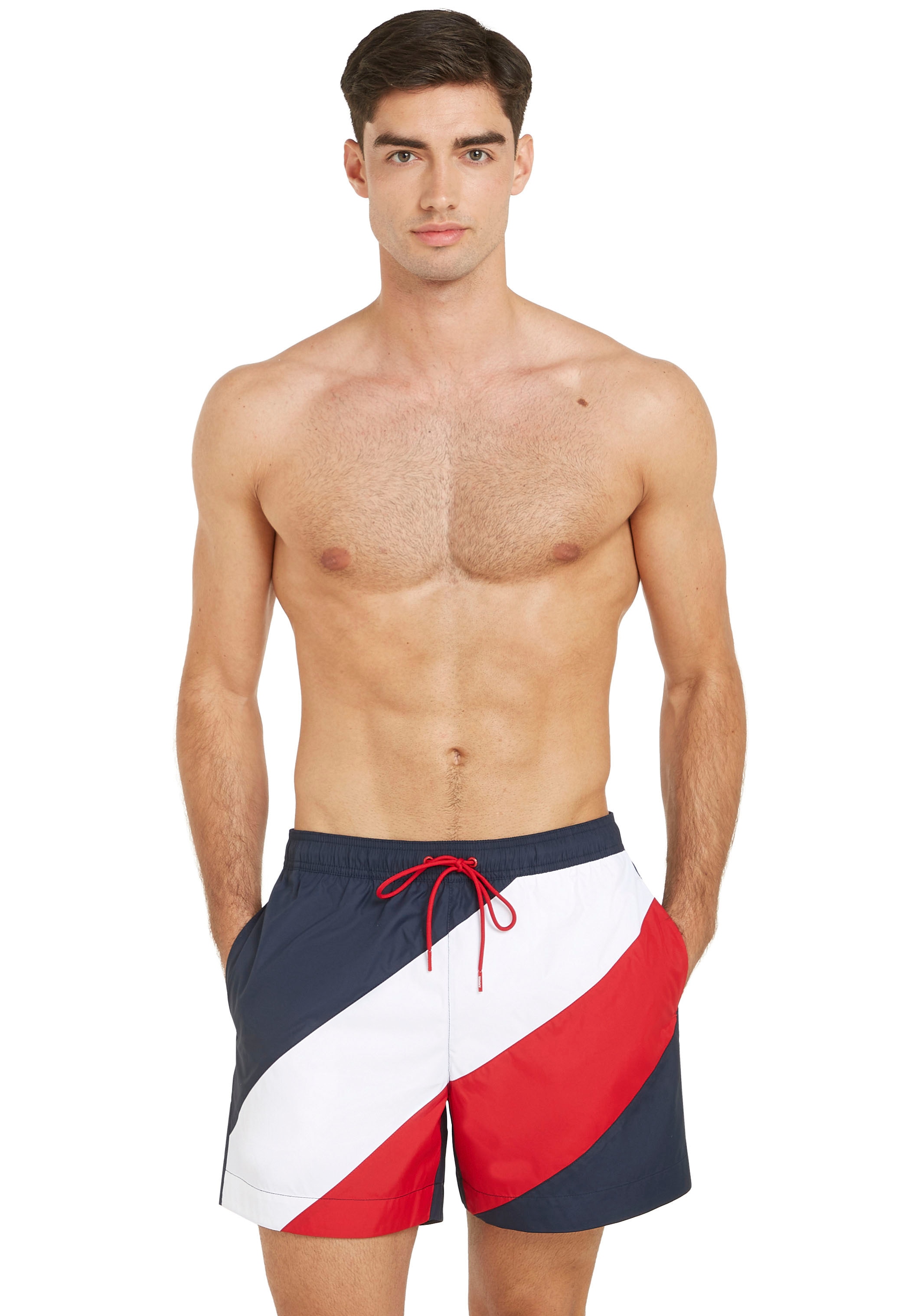 Tommy Hilfiger Swimwear Badeshorts »MEDIUM DRAWSTRING DIAG«, in mehrfarbiger Optik