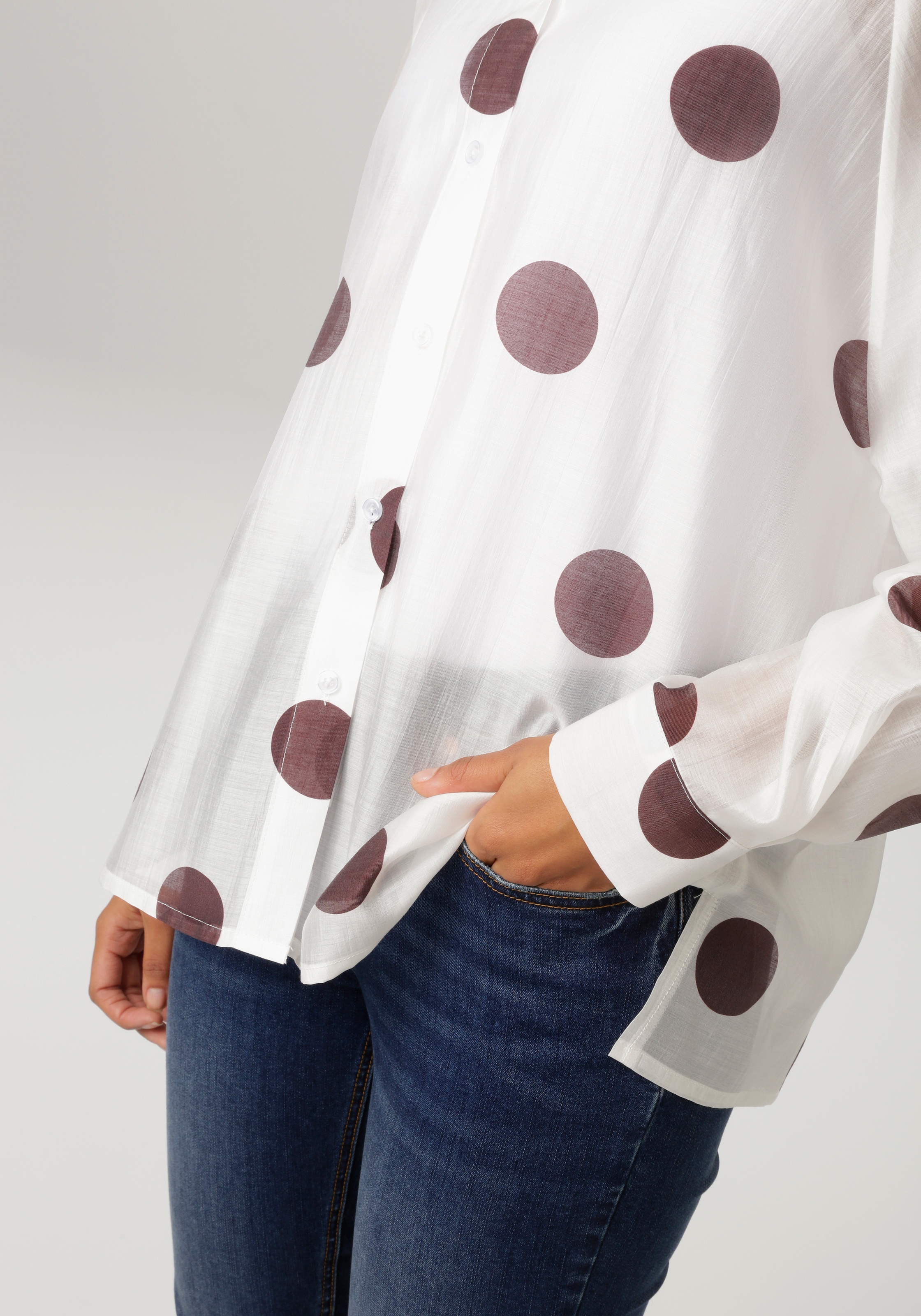 Aniston CASUAL Hemdbluse mit Punkten bedruckt - jedes Teil ein Unikat