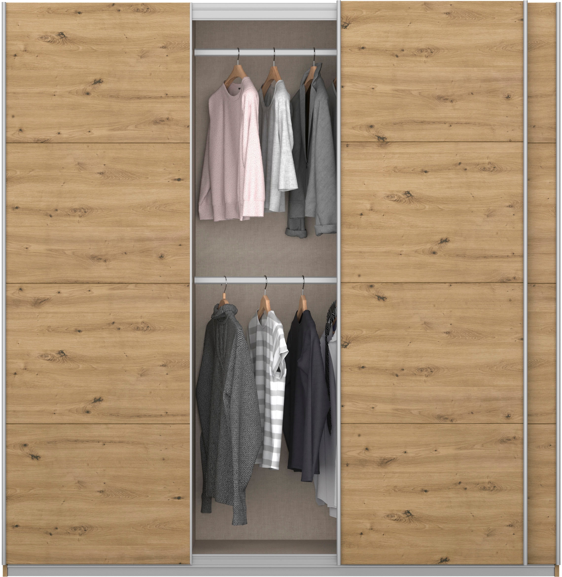 rauch Schwebetürenschrank »Kleiderschrank Schrank Garderobe KOLUNA mit Dekor-Front« 3 Ausstattungen BASIC/CLASSIC/PREMIUM (inkl. SOFT-CLOSE-FUNKTION),  Breiten 203/271/315/360 cm Höhen 210/229 cm MADE IN GERMANY