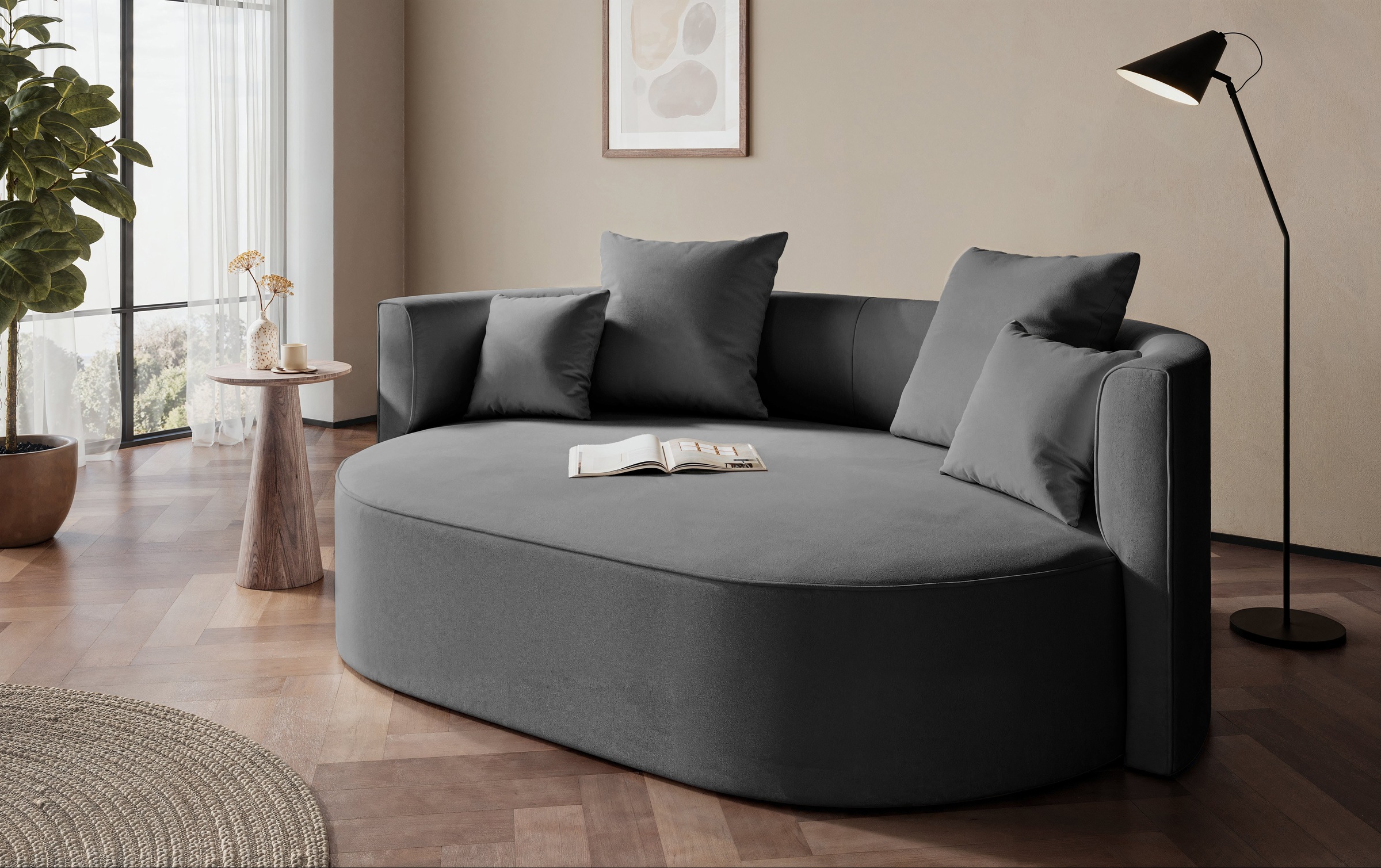 LeGer Home by Lena Gercke 2,5-Sitzer "ISALIE, rundes Loungesofa, mit Kissen günstig online kaufen