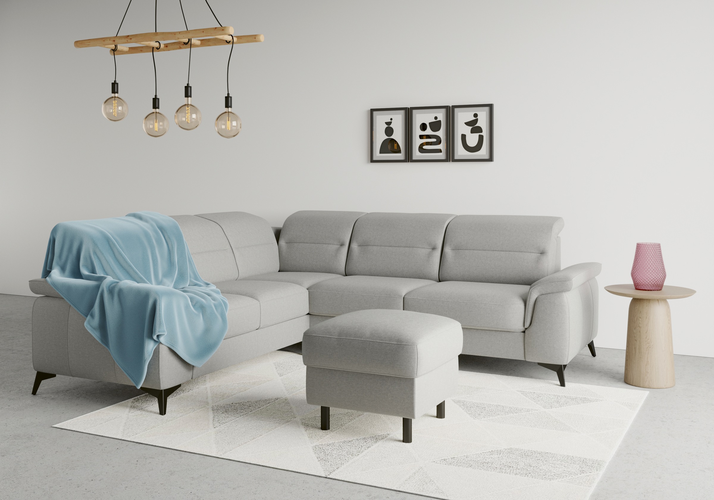 sit&more Ecksofa »Sinatra L-Form«, optinal mit Kopfteilverstellung und Armteilfunktion, Metallfüße