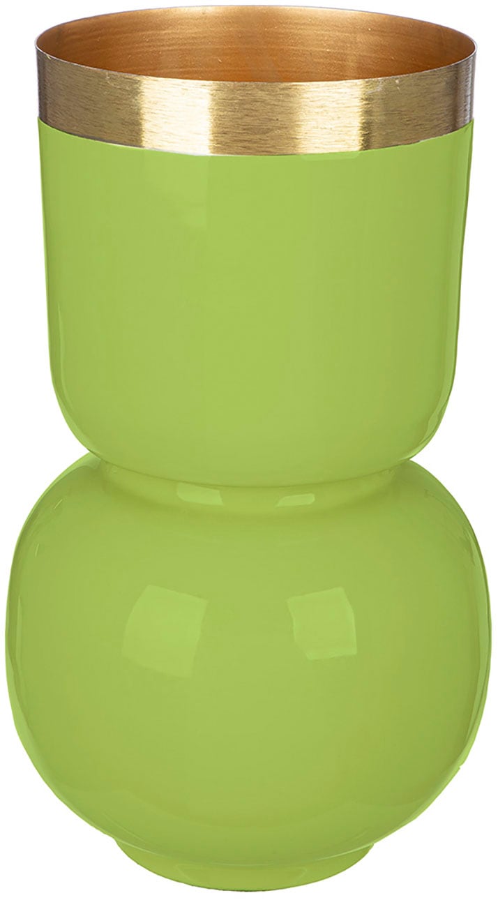 Tischvase GILDE "Vase Roro mit Goldrand", grün, B:18cm H:31,5cm T:18cm Ø:18cm