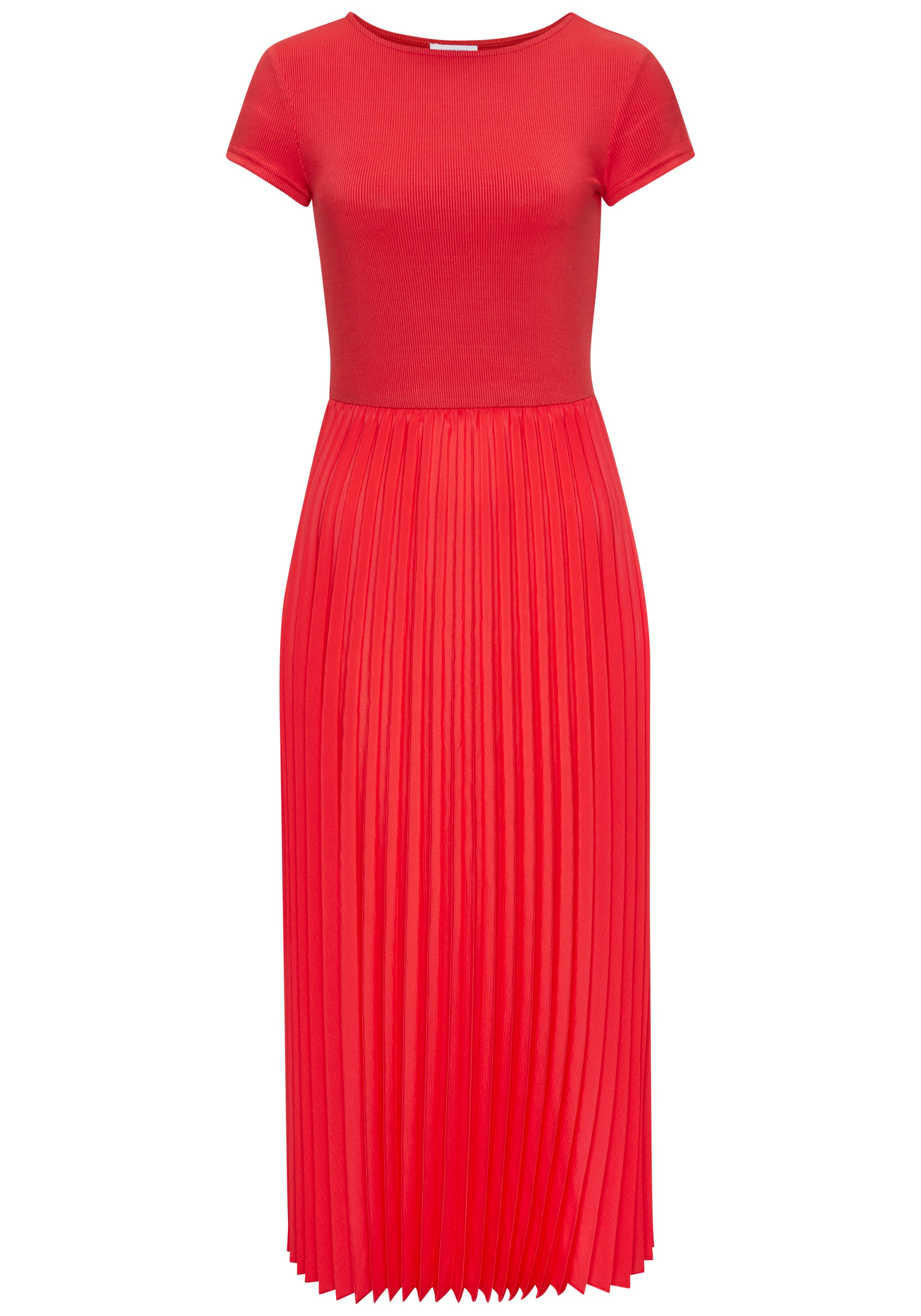 LASCANA Midikleid, mit Plisseerockteil, Basic, modisch