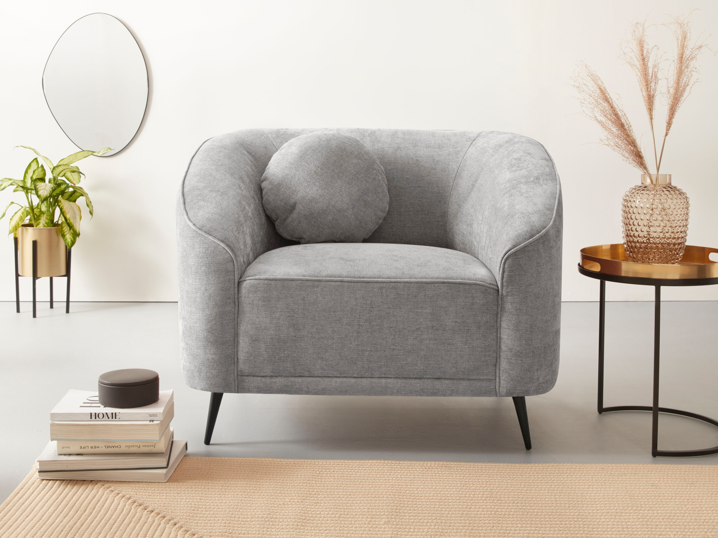 Home affaire Sessel »Ashly« in 3 Bezugsvarianten, Bouclé, Samtoptik und Struktur weich.