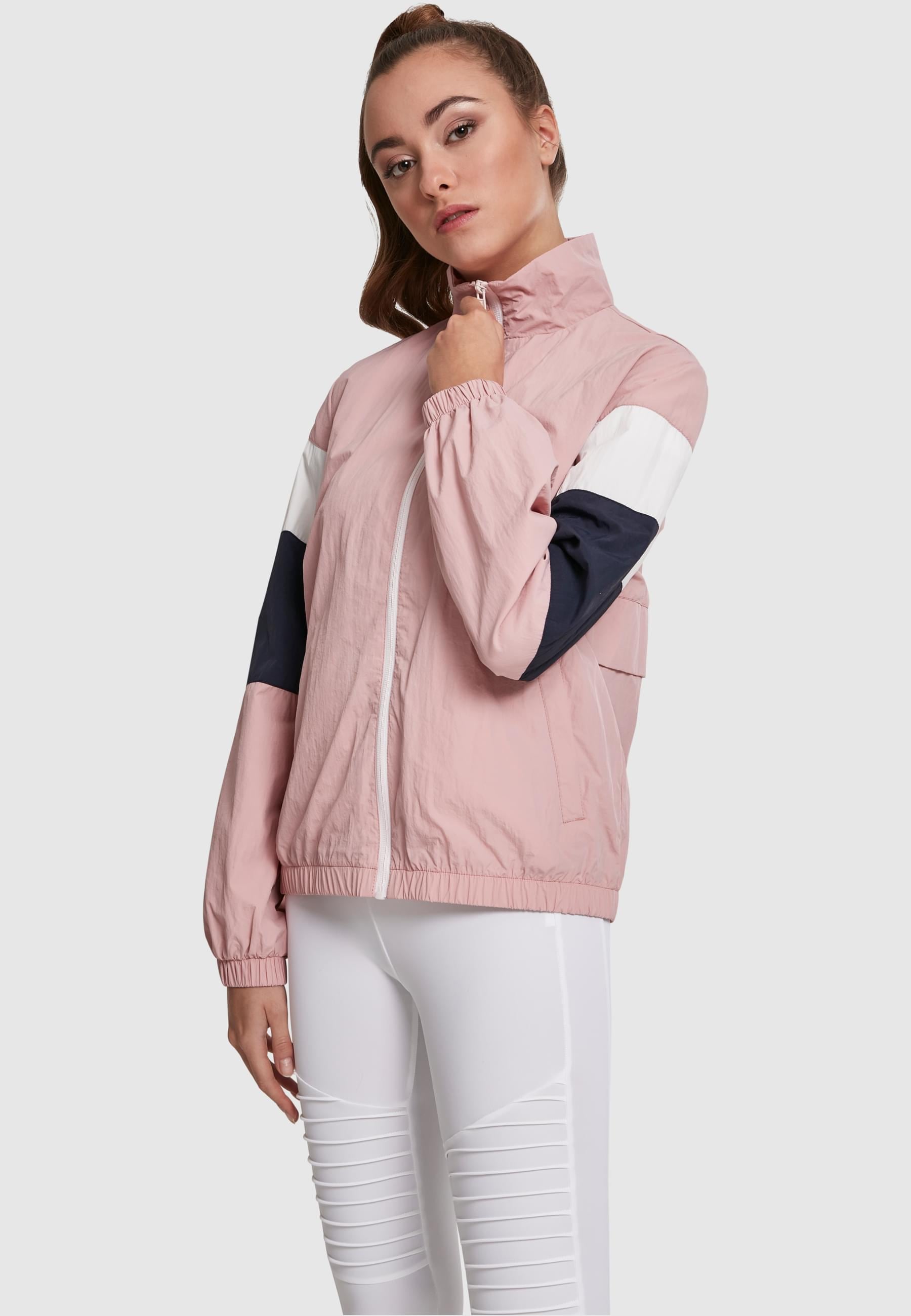 URBAN CLASSICS Allwetterjacke »Urban Classics Damen Ladies 3-Tone Crinkle Track Jacket« 1 Stk. tlg. ohne Kapuze