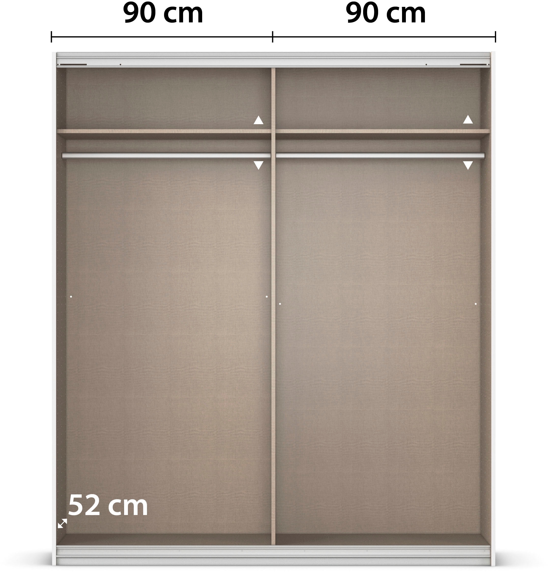 INOSIGN BY RAUCH Schwebetürenschrank »Kleiderschrank Schrank Garderobe Schlafzimmerschrank THANOS«, (in 3 verschiedenen Ausstattungen BASIC/CLASSIC/PREMIUM), Optional mit Spiegel, Metall-Griffleisten alufarben MADE IN GERMANY