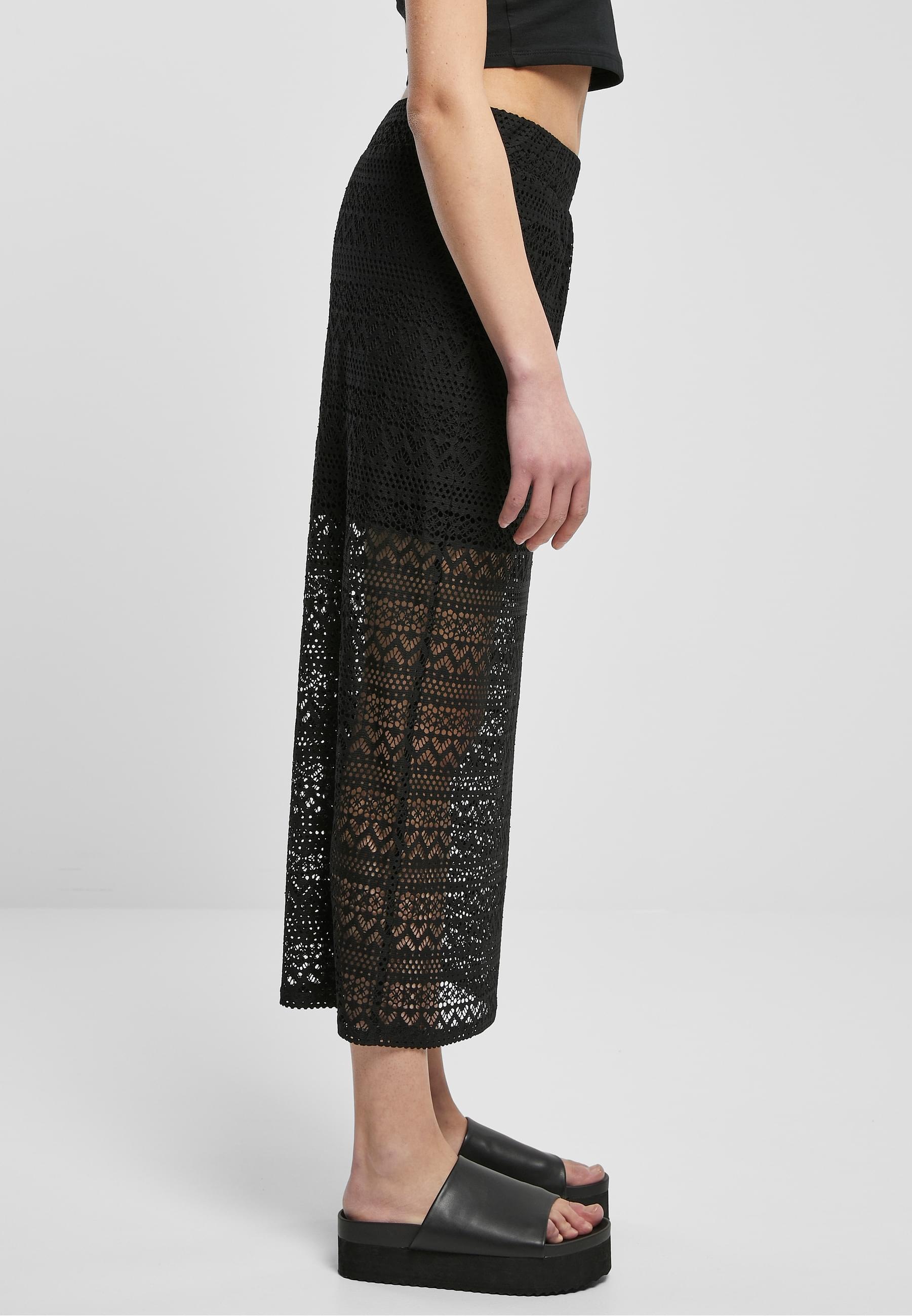 URBAN CLASSICS Jerseyrock »Urban Classics Damen Ladies Stretch Crochet Lace Midi Skirt« 1 Stk.