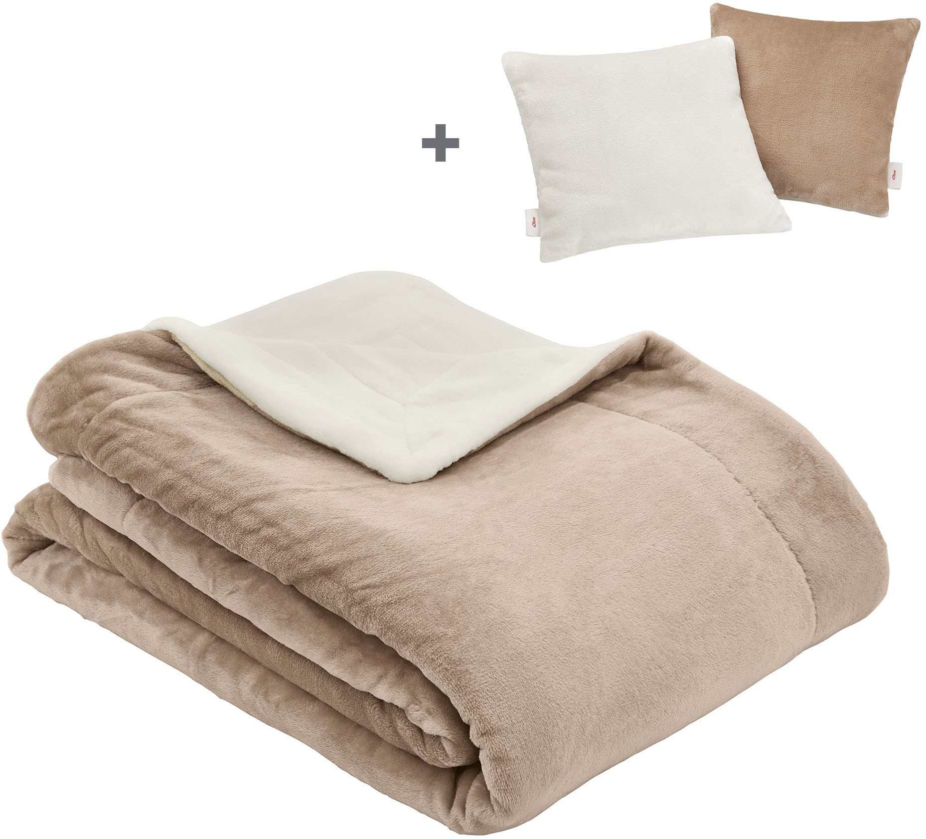 s.Oliver Wohndecke »Doublesoft, Kuscheldecke, Deal, Kissen geschenkt!«, Kus günstig online kaufen