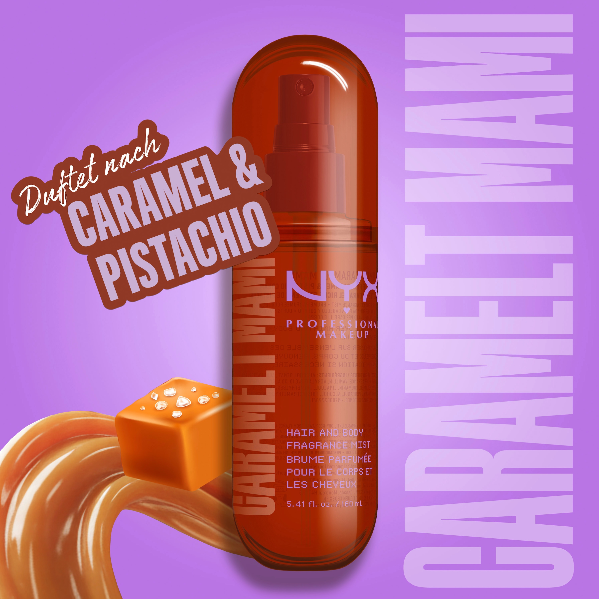 NYX PROFESSIONAL MAKEUP Bodyspray »CARAMELT MAMI HAIR & BODY MIST« duftet nach Karamell & Pistazie