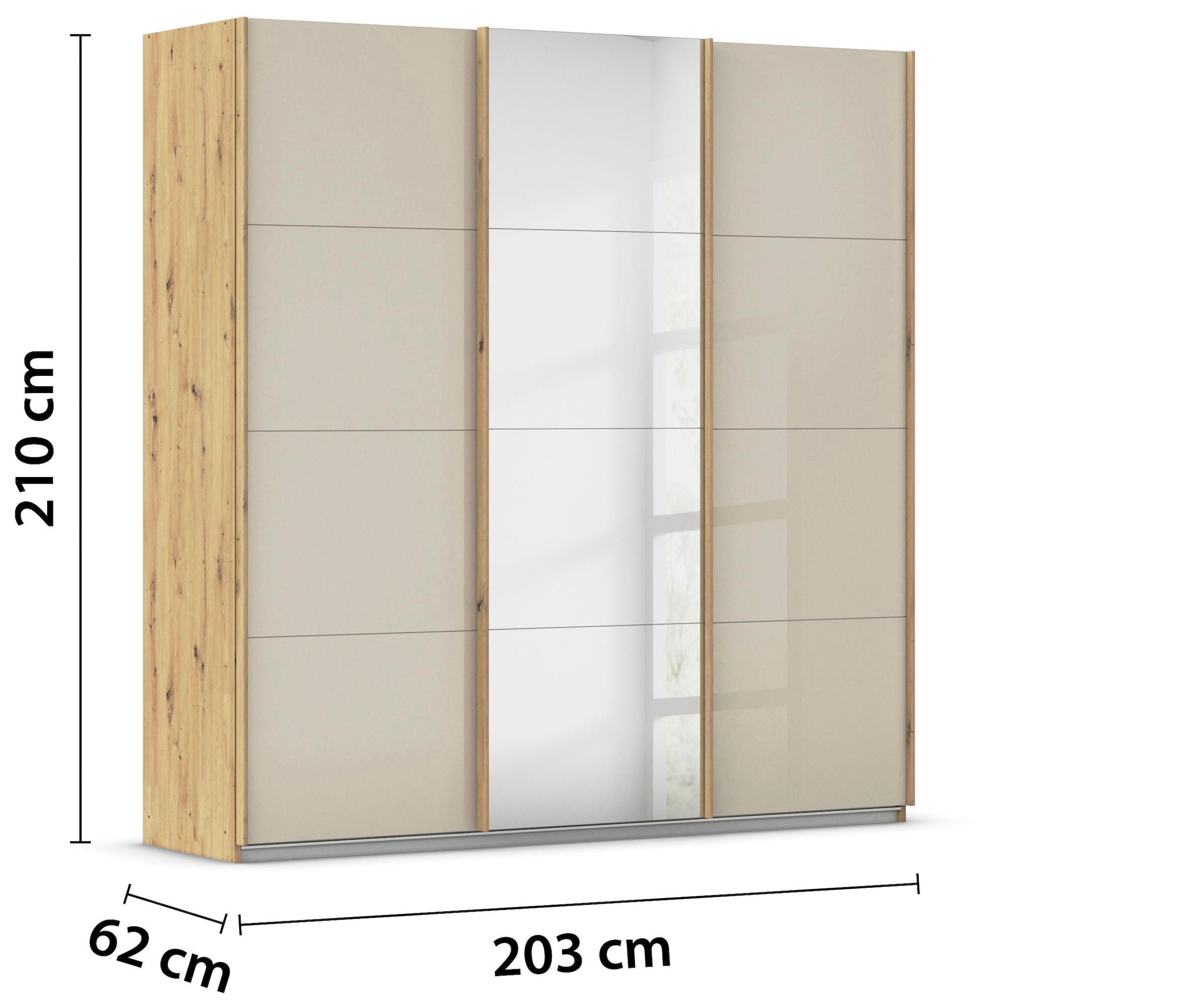 OTTO home Kleiderschrank »Mehrzweckschrank Aktenschrank Möbel Mietswohnung Schlafzimmer KOLUNA« 3 Ausstattungen BASIC/CLASSIC/PREMIUM (inkl. SOFT-CLOSE-FUNKTION),  Breiten 203/271/315/360 cm Höhen 210/229 Glas-Front MADE IN GERMANY