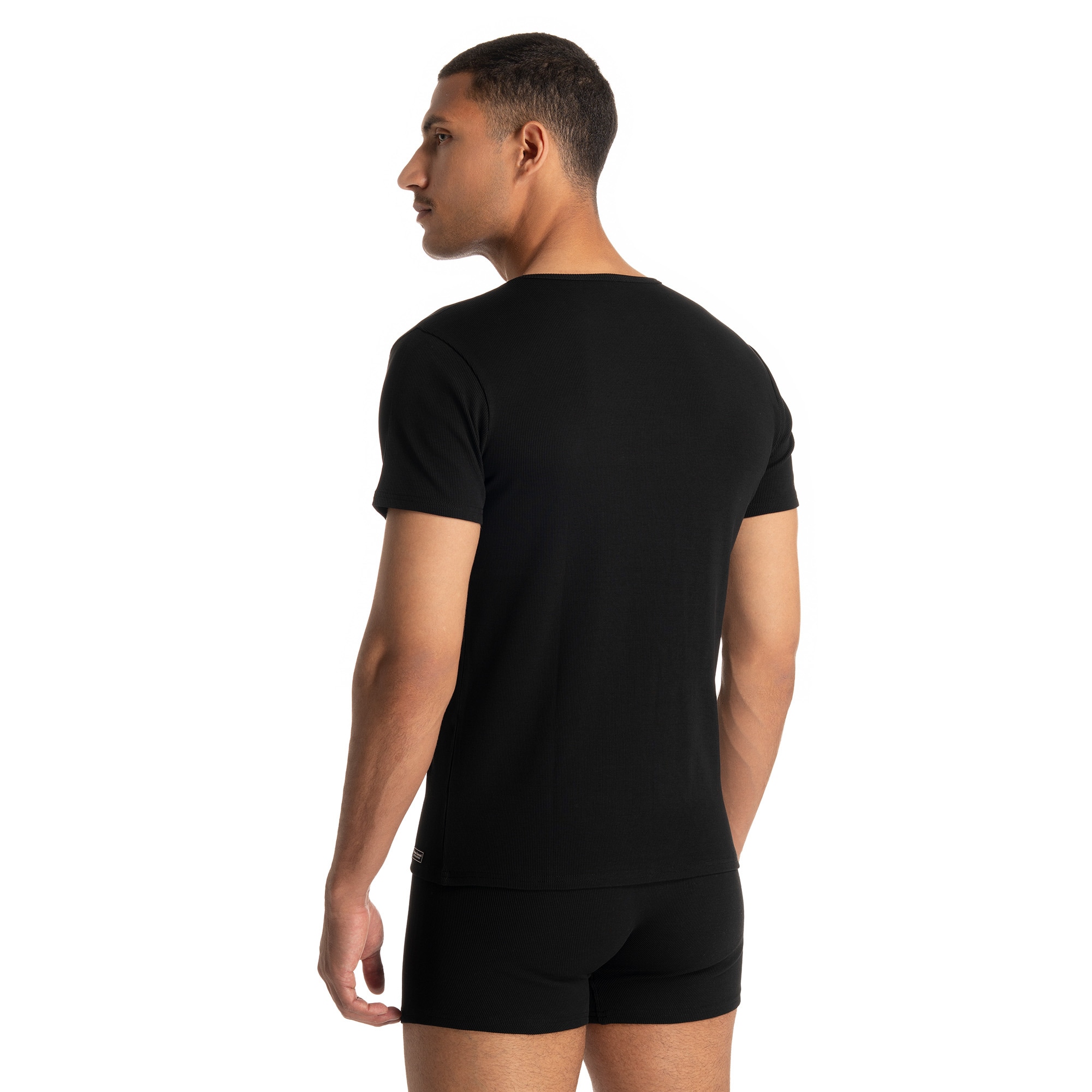 Bruno Banani Rundhalsshirt »FINE RIB« Feinripp, Kurzarm, Rundhalsausschnitt, Cotton-Mix