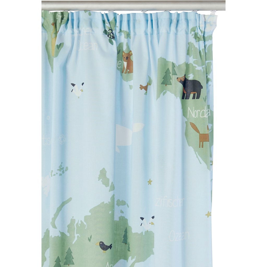 Lüttenhütt Vorhang »Weltkarte«, (1 St.), Nachhaltige Kindergardine, bedruckt, halbtransparent, verschiedene Größen