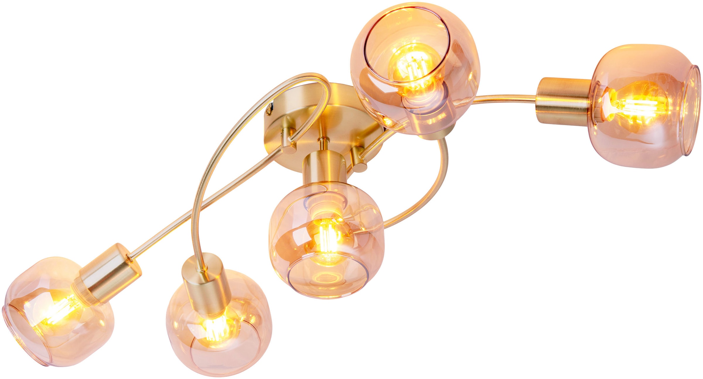näve Deckenstrahler »Libby«, 5 flammig-flammig, 5flg. flexibel verstellbare  Glasschirme in amber getönt excl. 5xE14 auf Raten kaufen