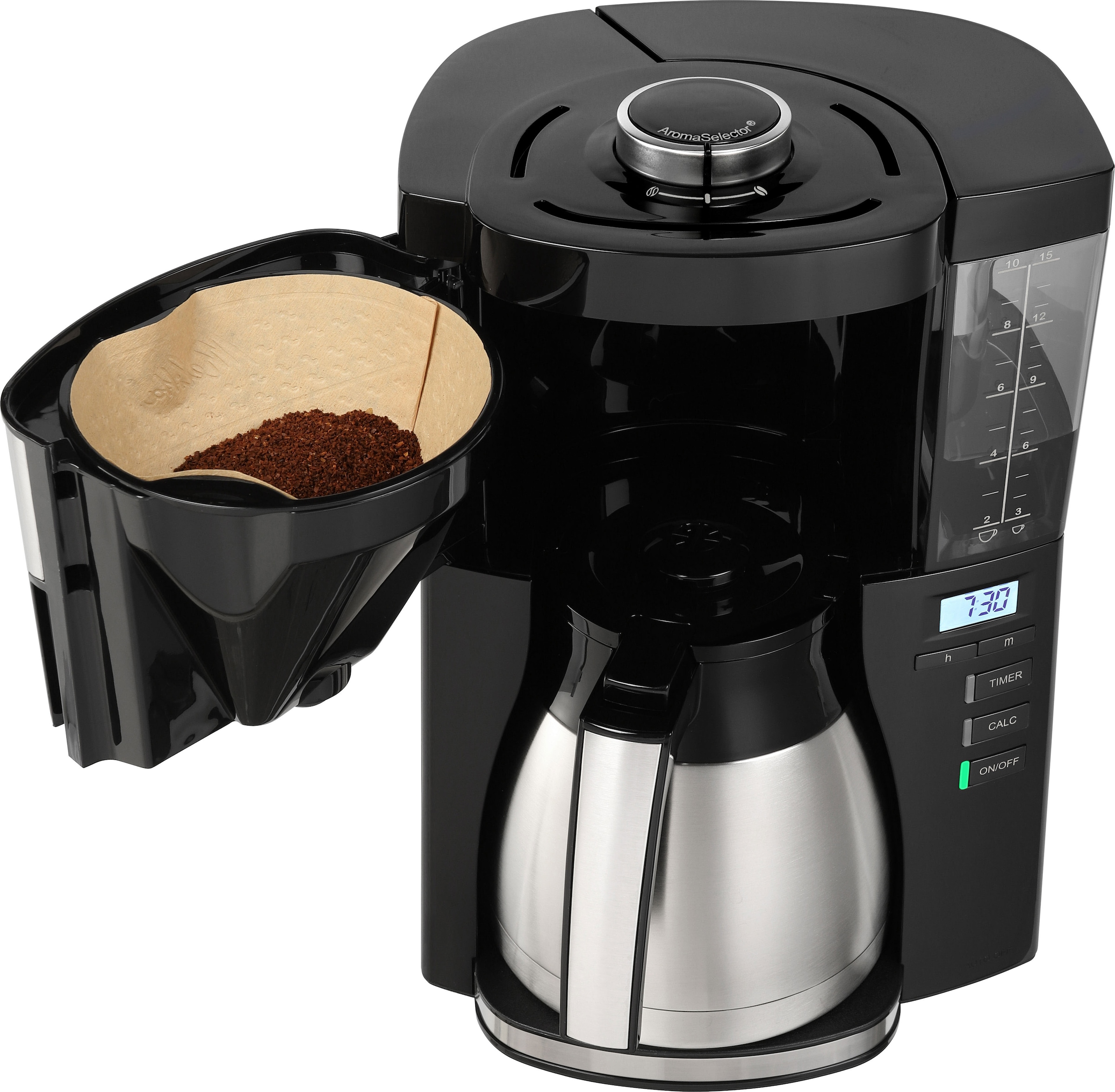 Melitta Filterkaffeemaschine »LOOK® Therm Timer 1025-18 schwarz«, 1,25 l Kaffeekanne, Papierfilter, 1x4