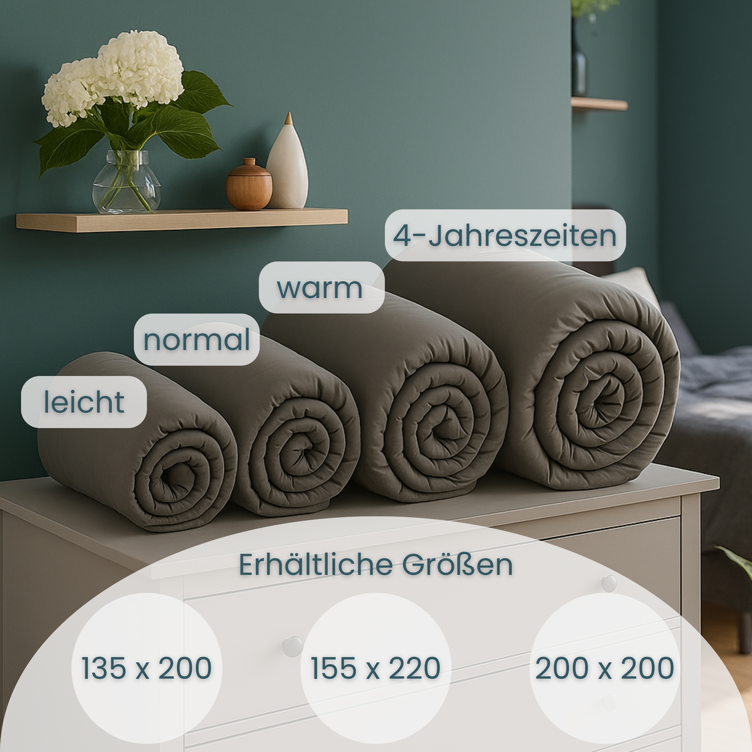OTTO home Microfaserbettdecke »Clarra, Bettdecke 135x200 cm, 155x220 cm, 200x200 cm« leicht Füllung Polyester Bezug Polyester 1 Stk. tlg. Bettdecken in grau, Sommer, Winter, 4 Jahreszeiten, Decke