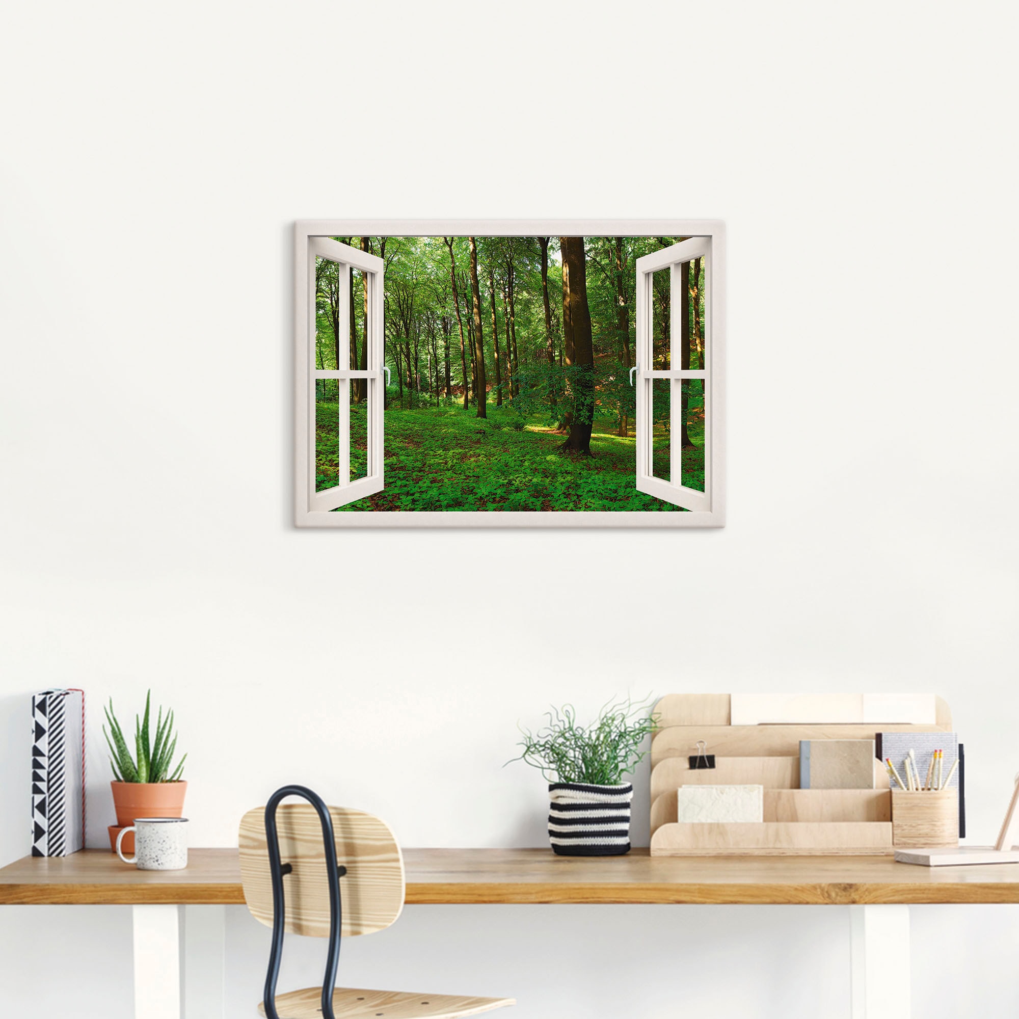 Artland Leinwandbild »Panorama Sommerwald, weiß«, Fensterblick, (1 St.), au günstig online kaufen