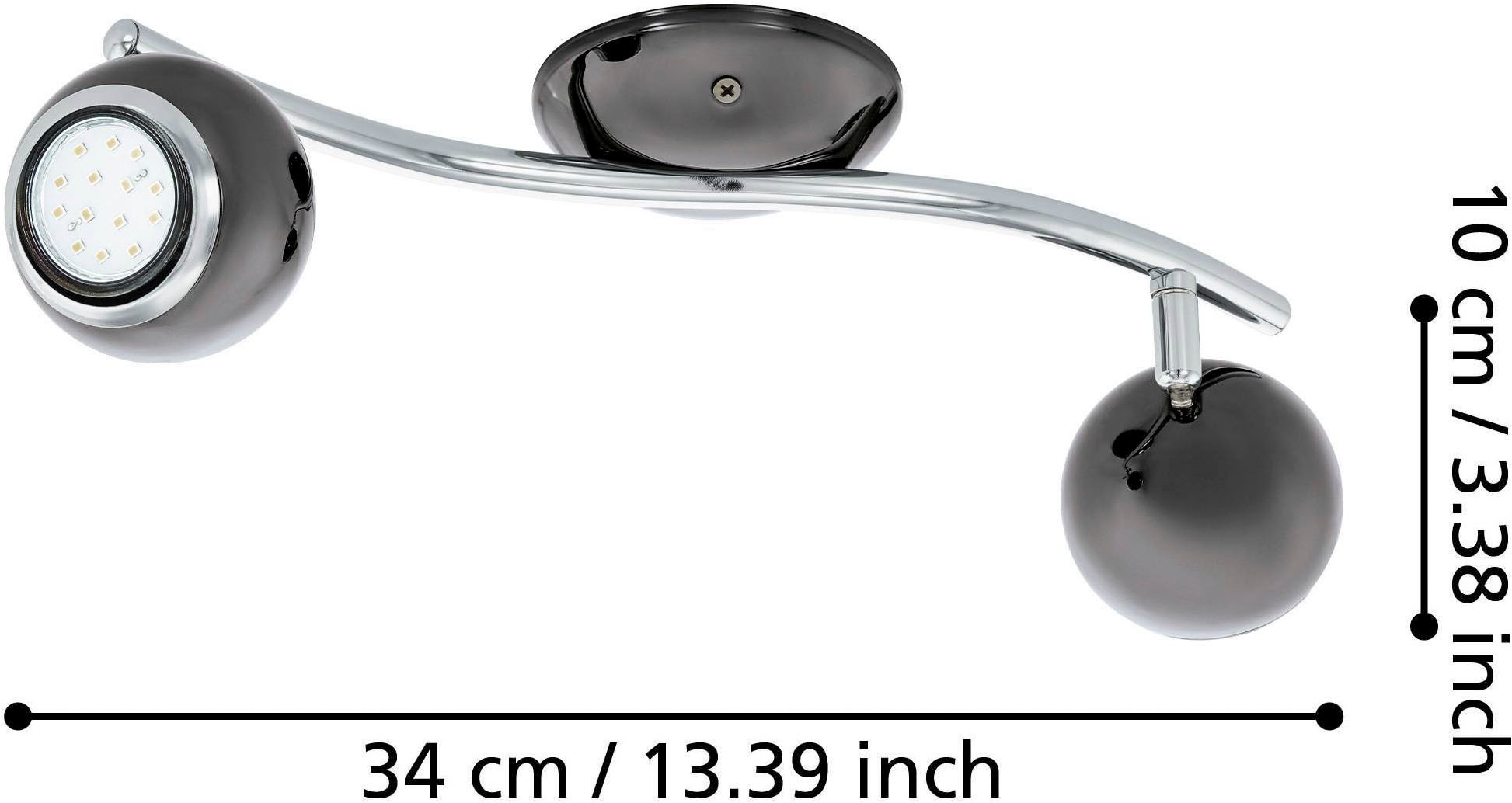 EGLO Deckenleuchte »Bimeda Deckenlampe, Flurlampe, Deckenstrahler aus Metall, GU10, Lampe« GU10 1 Stk. Warmweiß Spot - L36,5 x B10 cm - nickel-nero, chrom - 2X2,8W inkl.