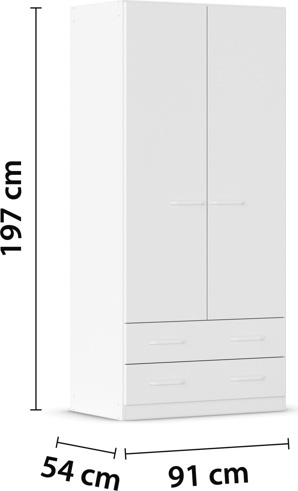 rauch Drehtürenschrank »Prandon B«, mit 2 Schubladen und Metallgriffen quer