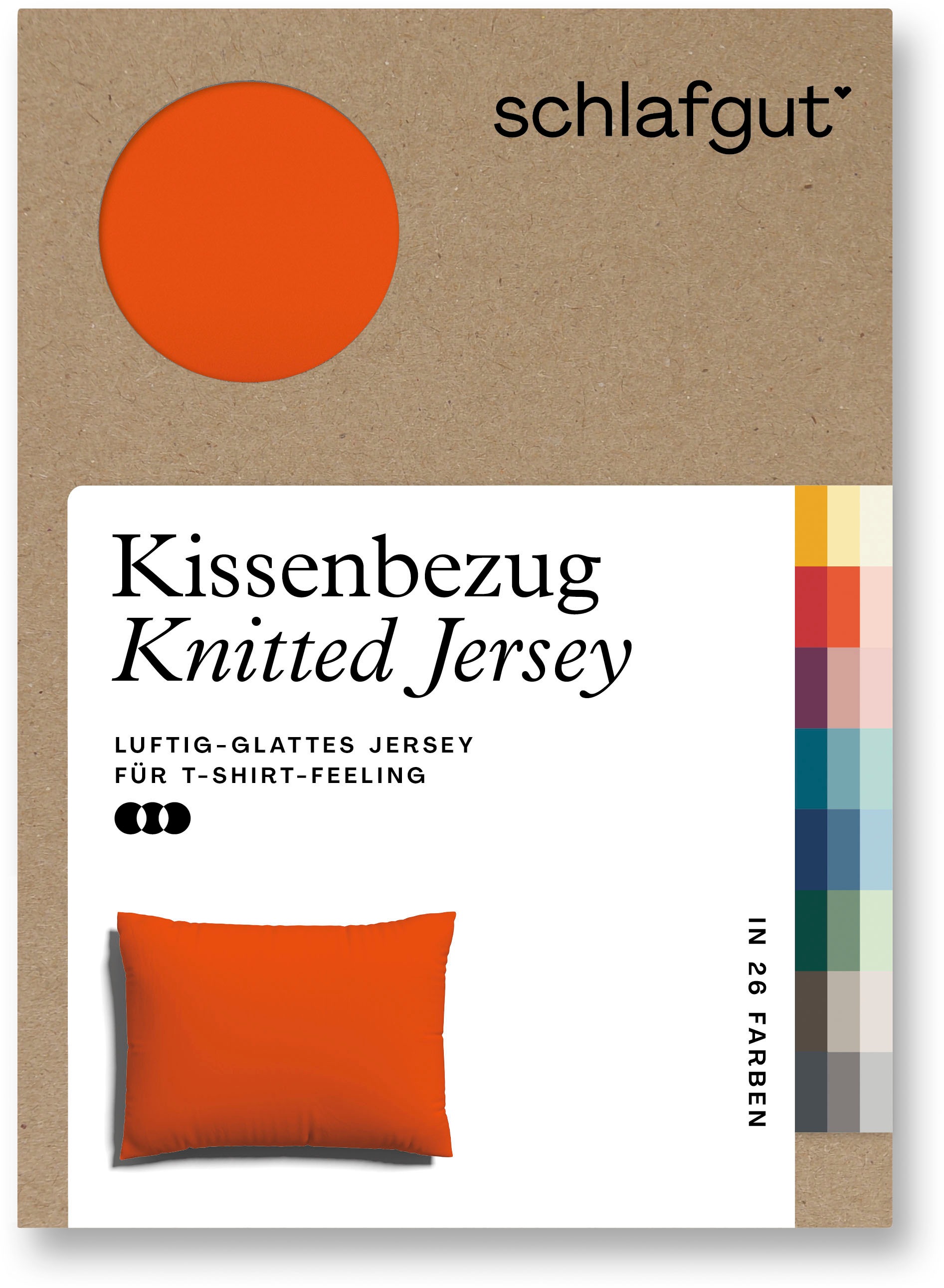 Schlafgut Kissenbezug »Knitted Jersey aus Bio-Baumwolle mit Elasthan, bügelfrei,«, (1 St.), besonders fein gestrickt, Kissenhülle mit farbigem Reißverschluss