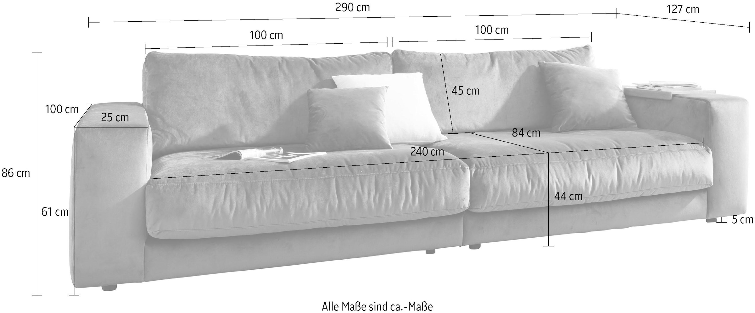 3C Candy Big-Sofa »Enisa II, elegantes Mega-Sofa, super bequem und toll verarbeitet,«, bestehend aus Modulen, daher auch individuell aufstellbar