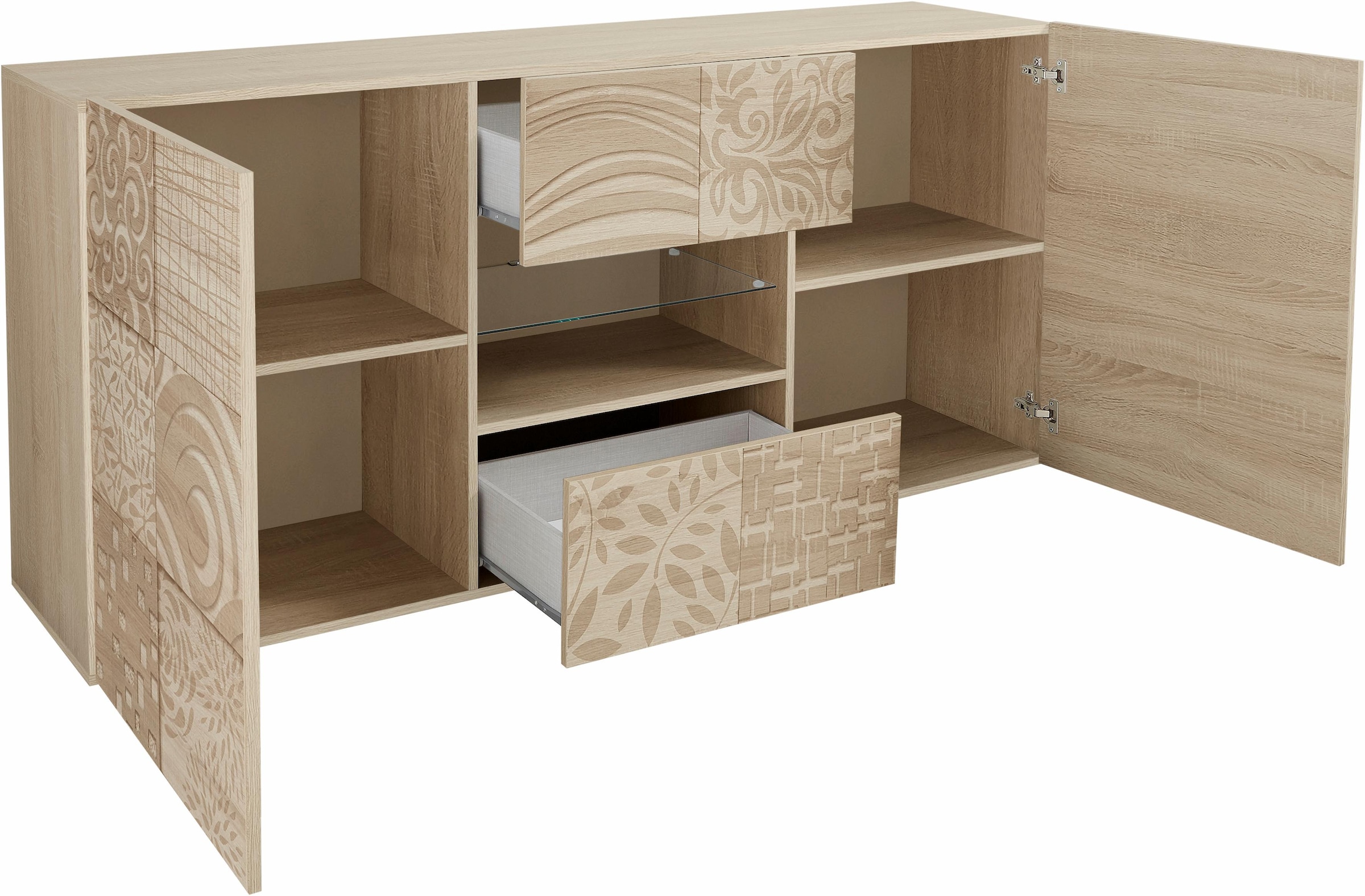 INOSIGN Sideboard »Miro«, Breite 181 cm mit dekorativem Siebdruck