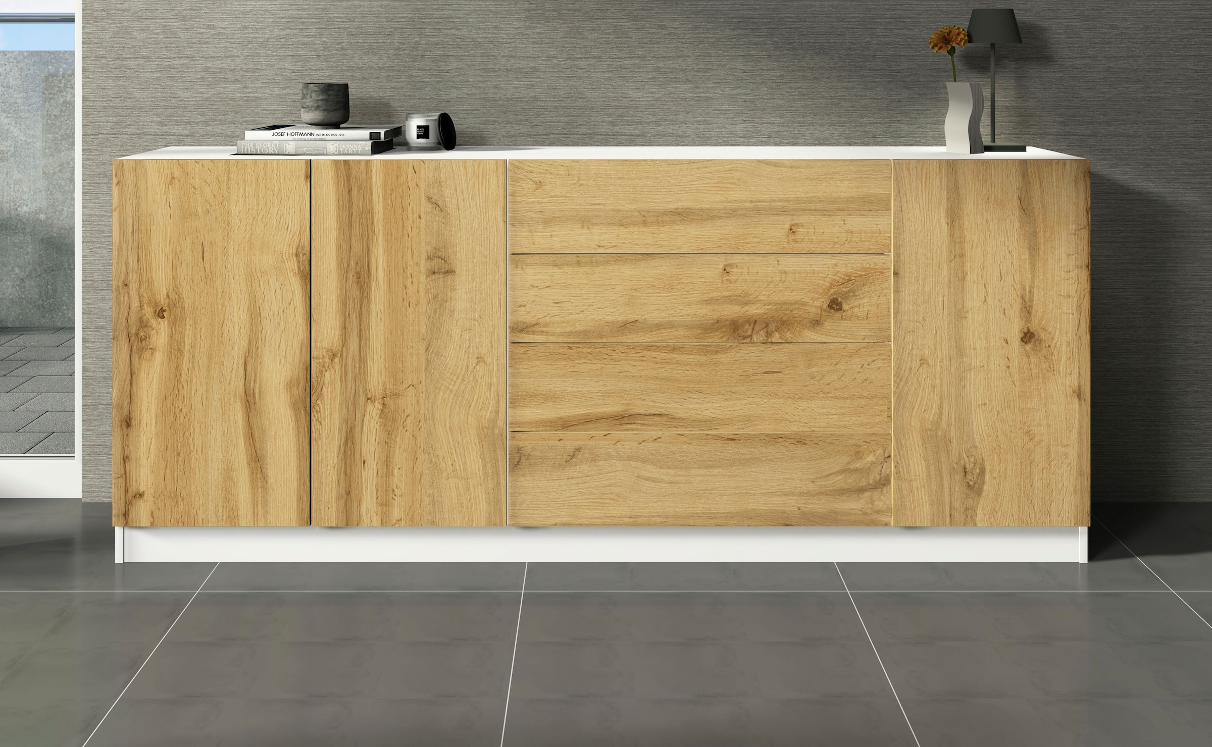 borchardt Möbel Sideboard »Vaasa, Kommode mit 3 Türen und 4 Schubkästen auf Kugelführungen« Breite 190 cm