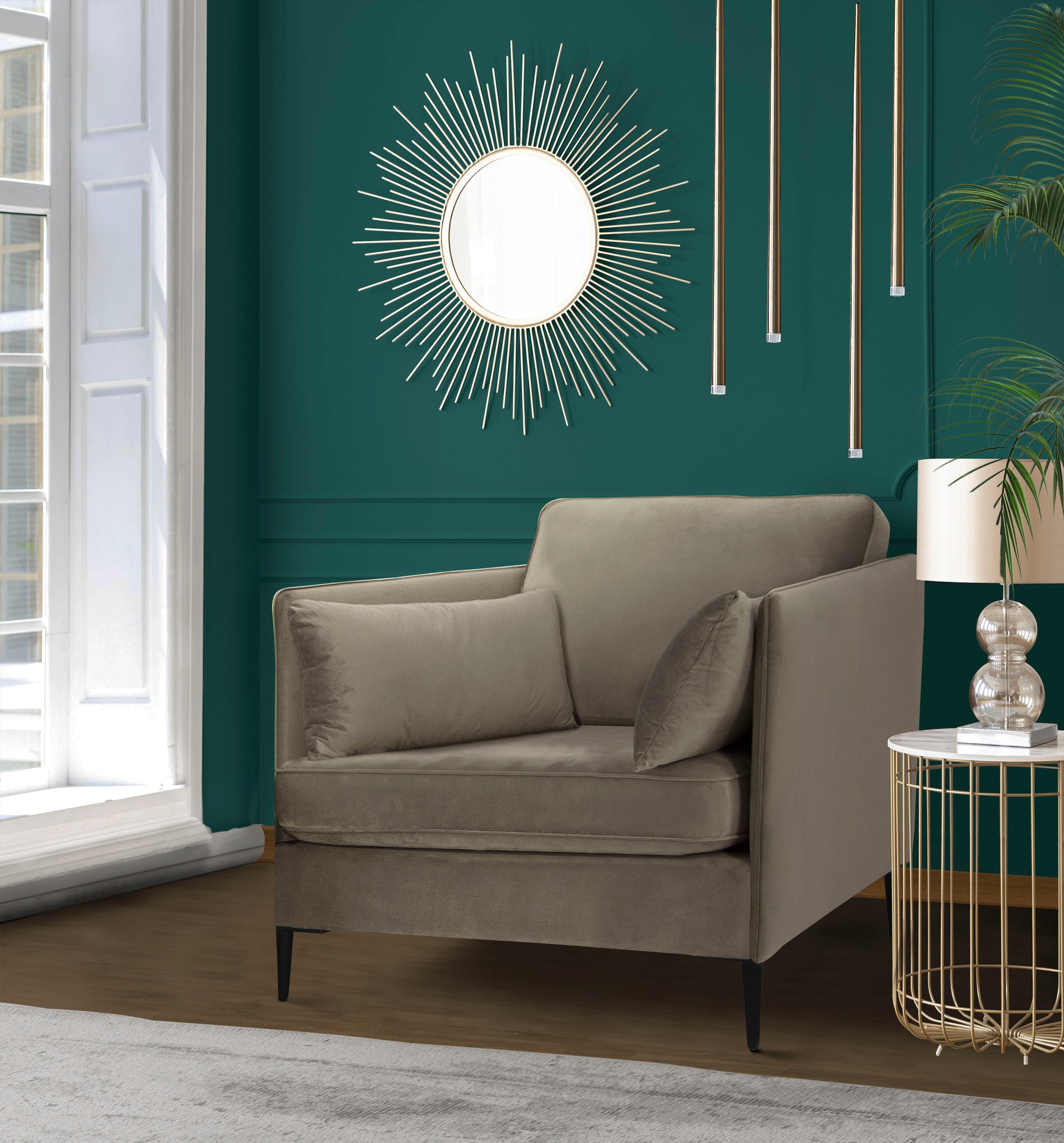 Home affaire Sessel »Light« inklusive loser Zierkissen, mit schmalen Armleh günstig online kaufen