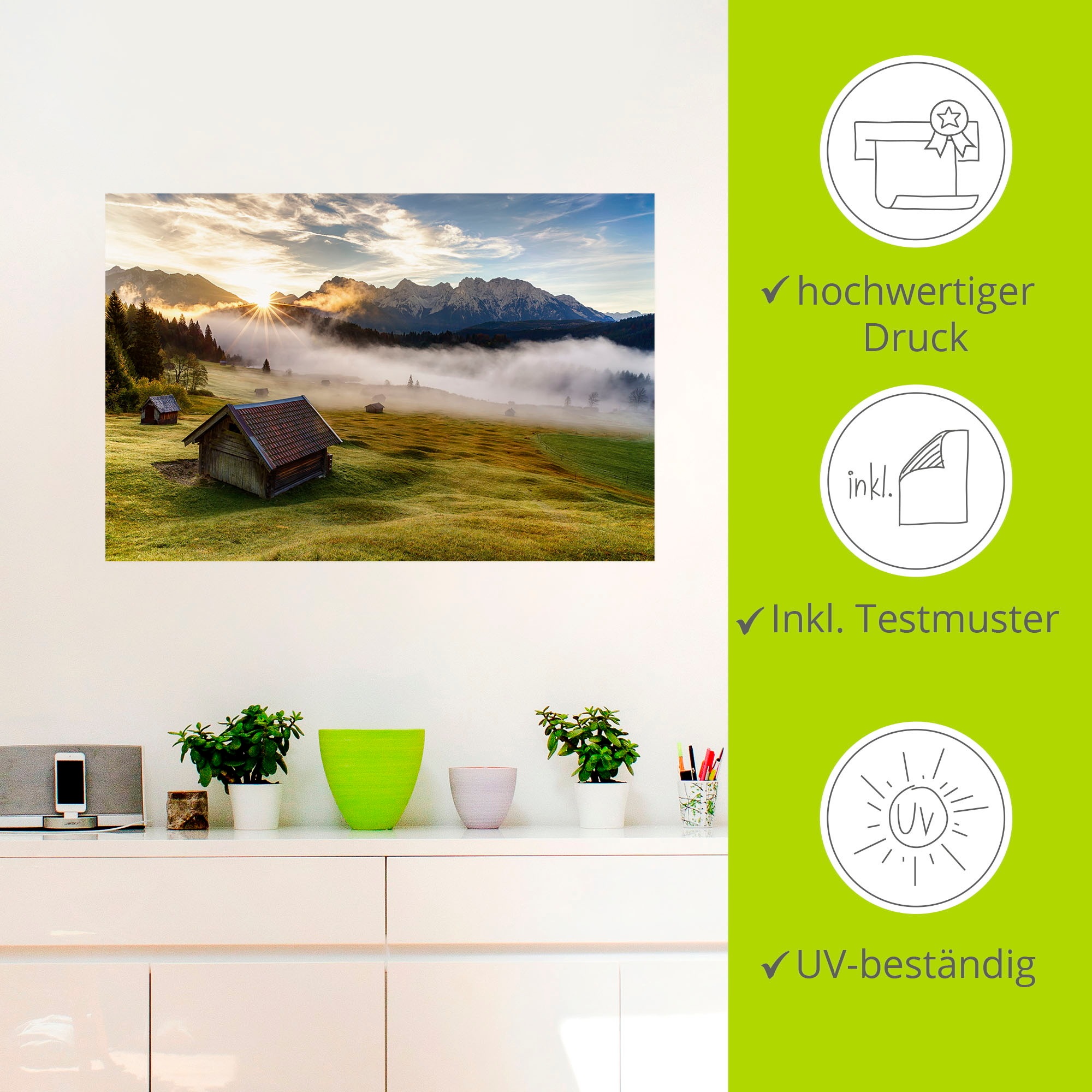 Artland Wandbild »Herbst in Bayern«, Berge & Alpenbilder, (1 St.), als Alubild, Outdoorbild, Leinwandbild, Wandaufkleber, versch. Größen
