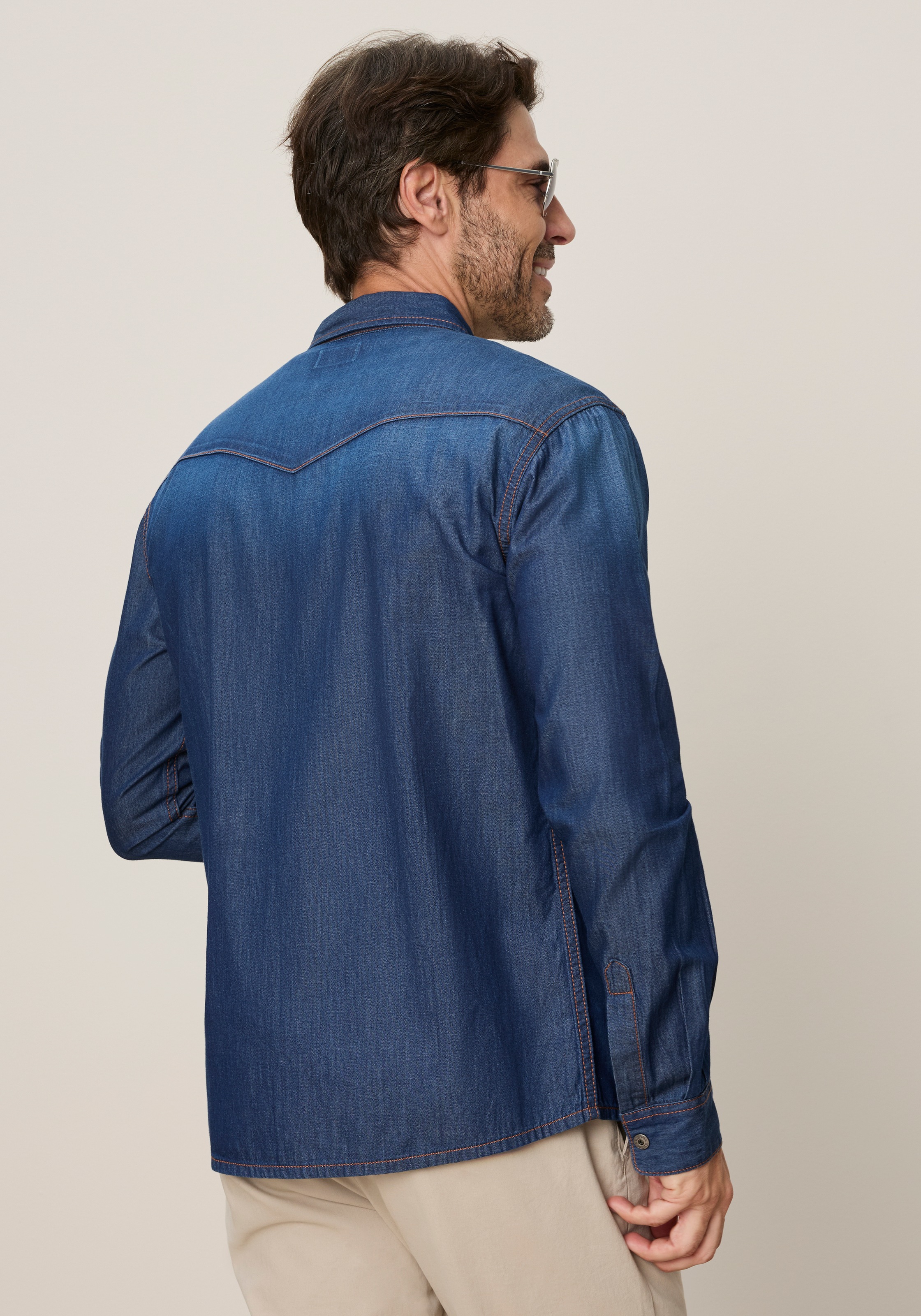 Arizona Jeanshemd schmale Passform, Langarm mit Ärmelschlitz und Manschette