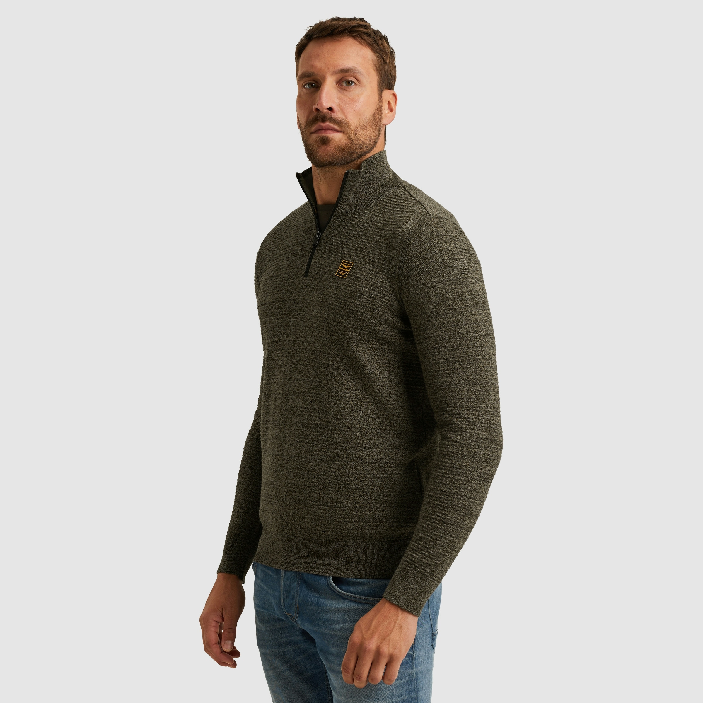 PME LEGEND Troyer mit Struktur-Muster und Logo-Badge