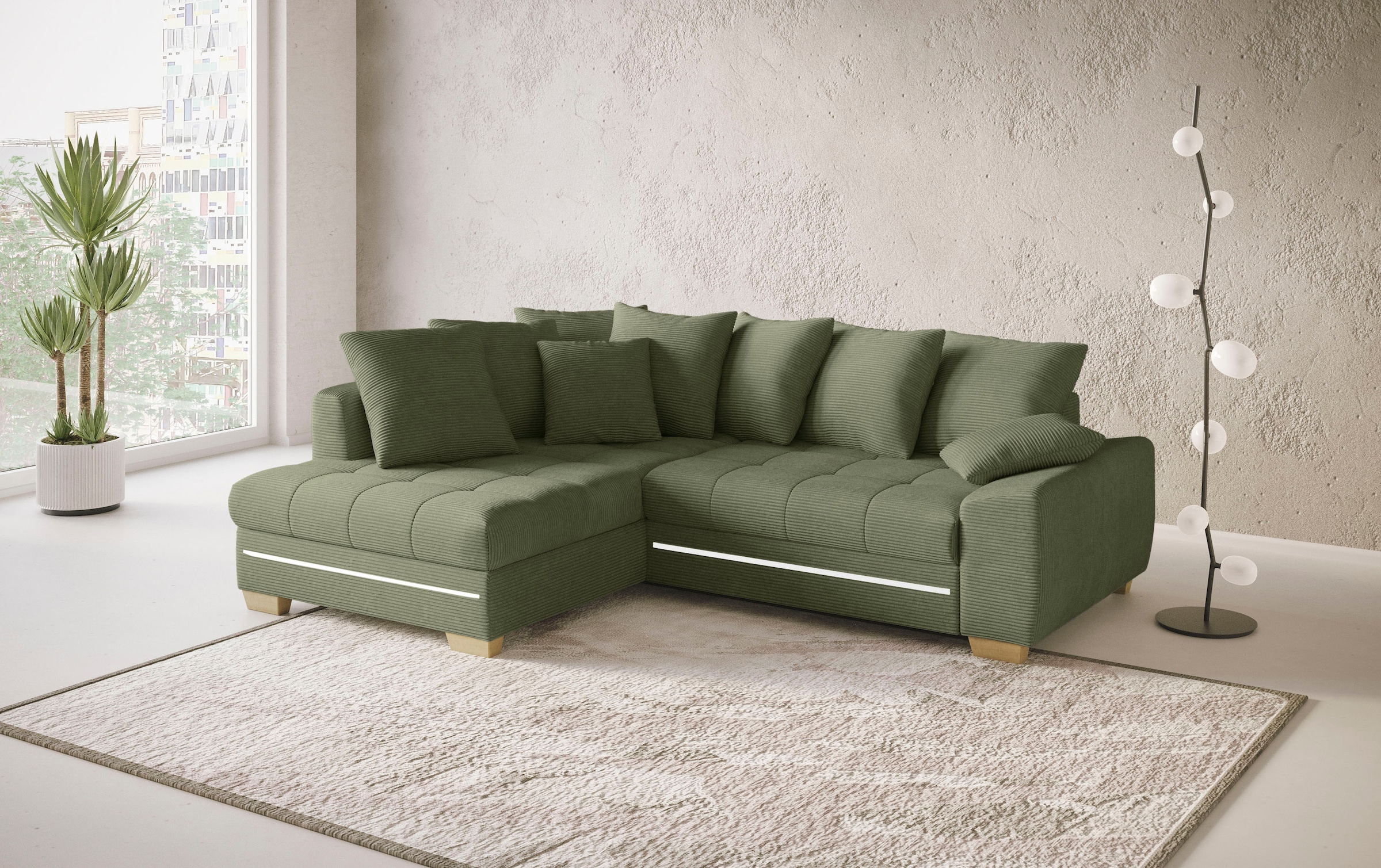 Mr. Couch Ecksofa »Nikita II, L-Form«, mit Kaltschaum, RGB-LED Beleuchtung, günstig online kaufen