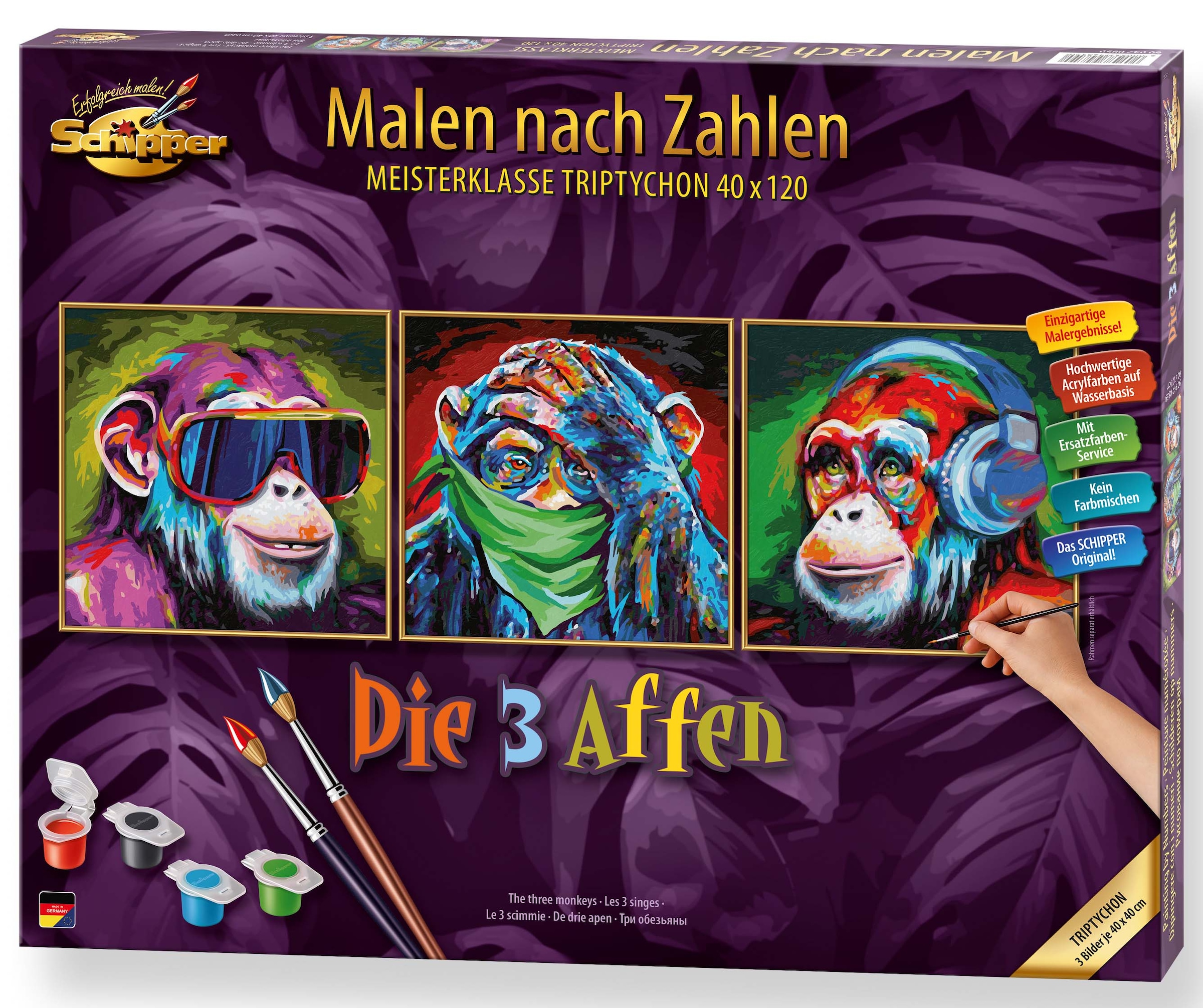 »Meisterklasse - Zahlen in Germany nach Schipper Malen 3 bestellen Affen«, Die online Made Triptychon