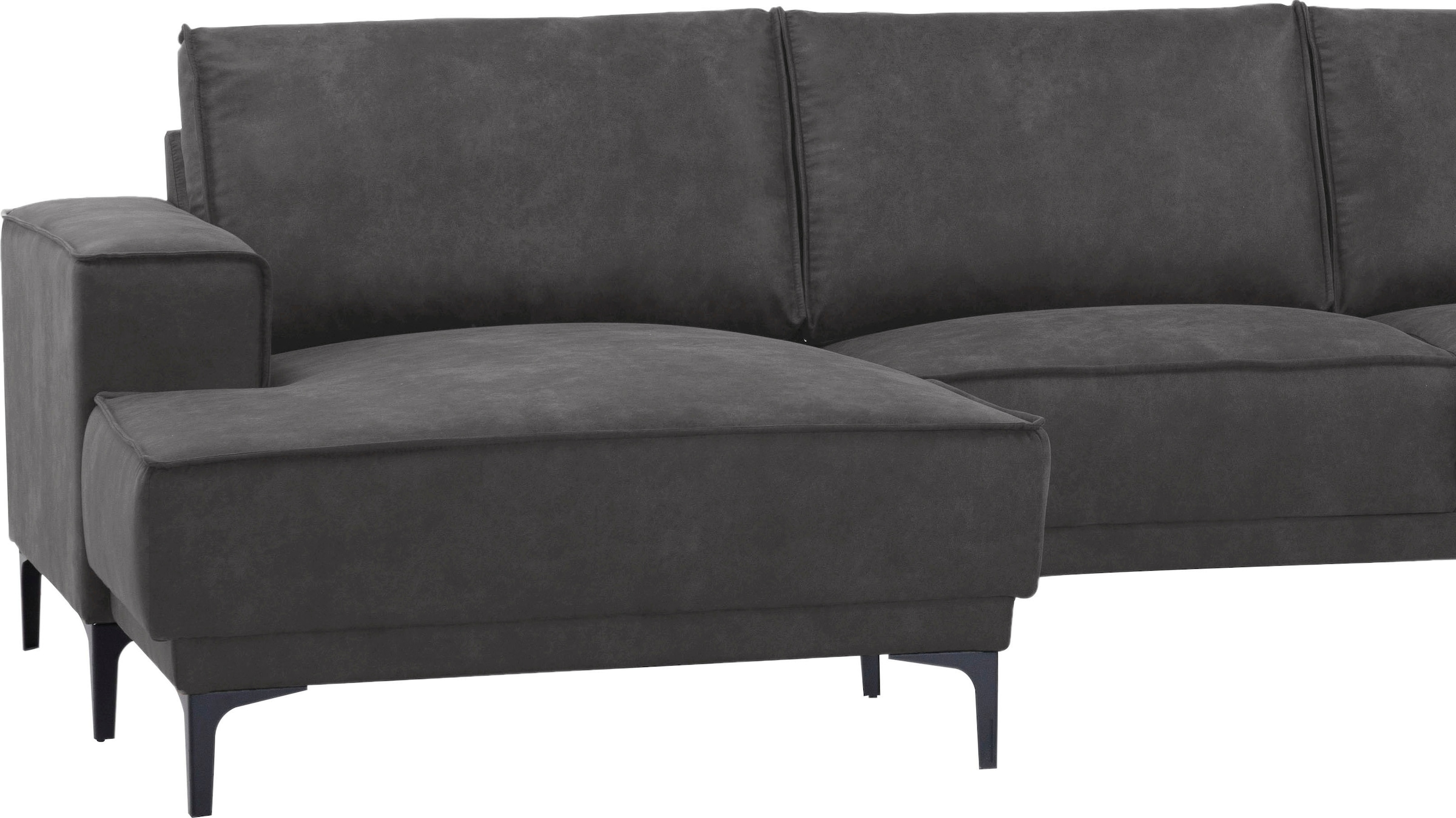 Places of Style Wohnlandschaft »XXL Sofa Oland, Struktur, Flachgewebe, Luxus-Microfaser, Boucle«, U-Form, 345 cm, Wellenunterfederung, Skandi-Design, Metallfüße
