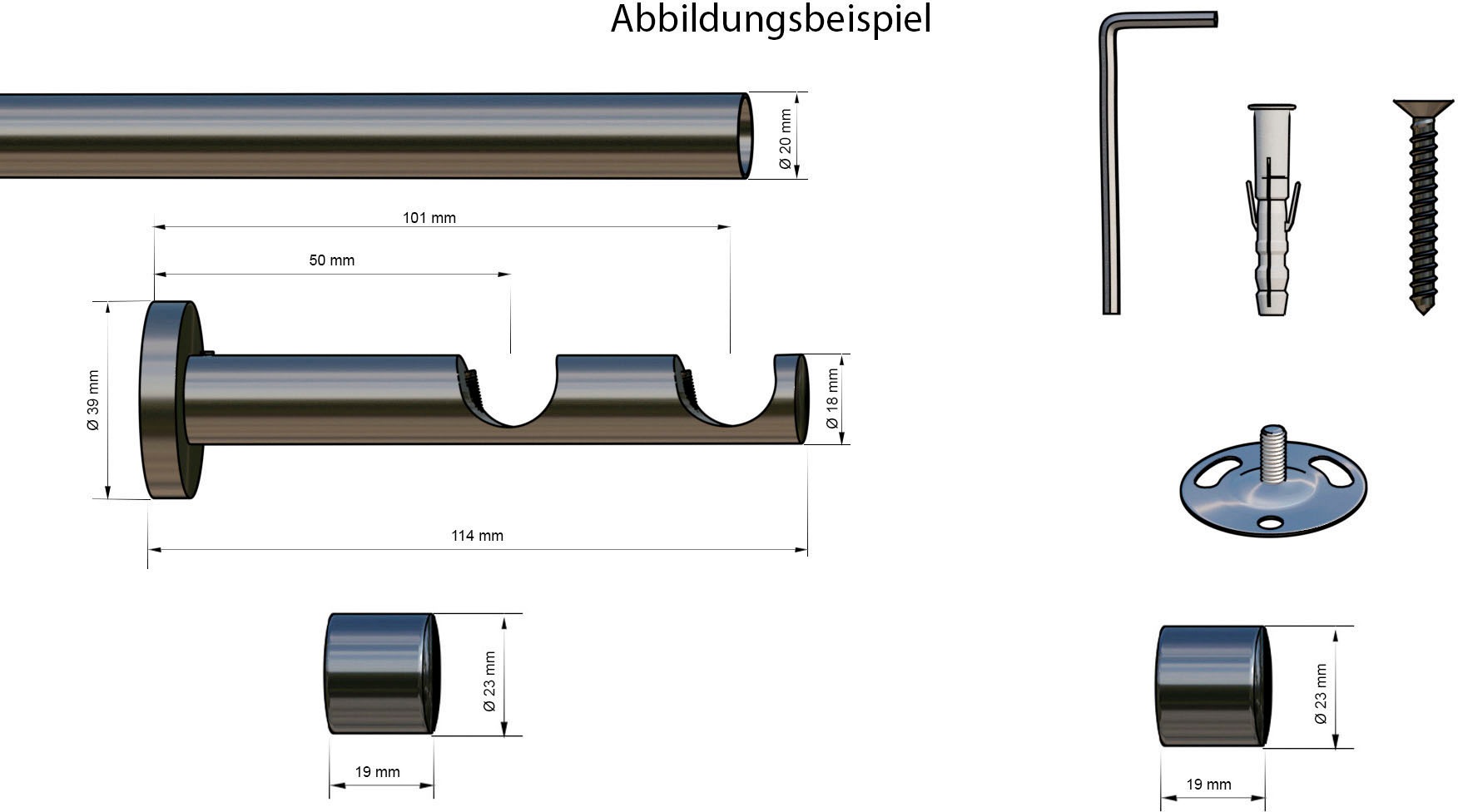 indeko Gardinenstange »Linz«, 2 läufig-läufig, Wunschmaßlänge, Komplett-Set inkl. Montagematerial