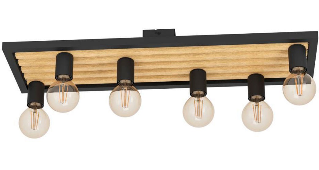 EGLO Deckenleuchte »CONSETT Deckenlampe, E27, Vintage, Stahl und Holz, Wohn günstig online kaufen